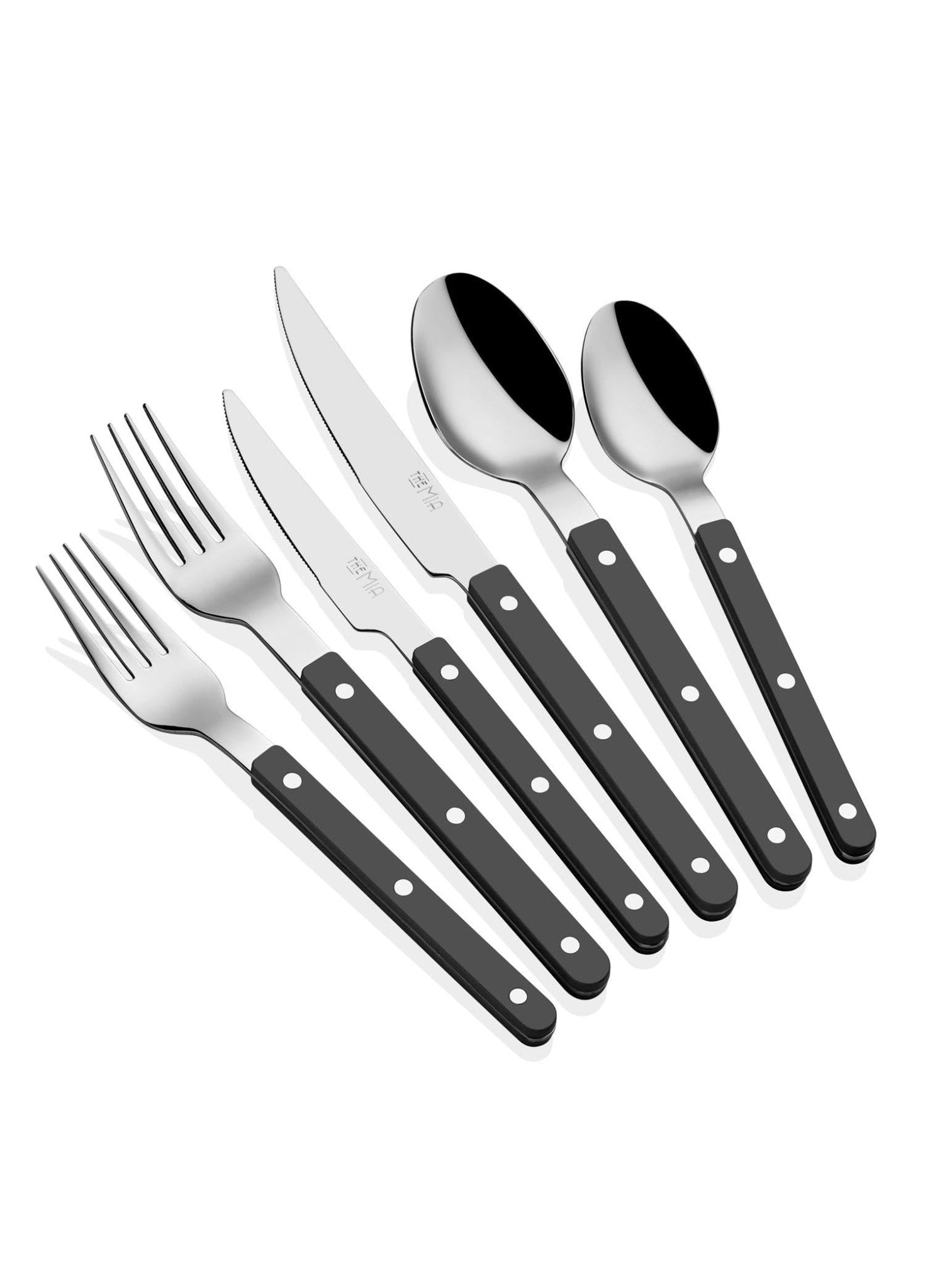 Mia Comida Schwarzes Besteckset – 36-teiliges Geschirr