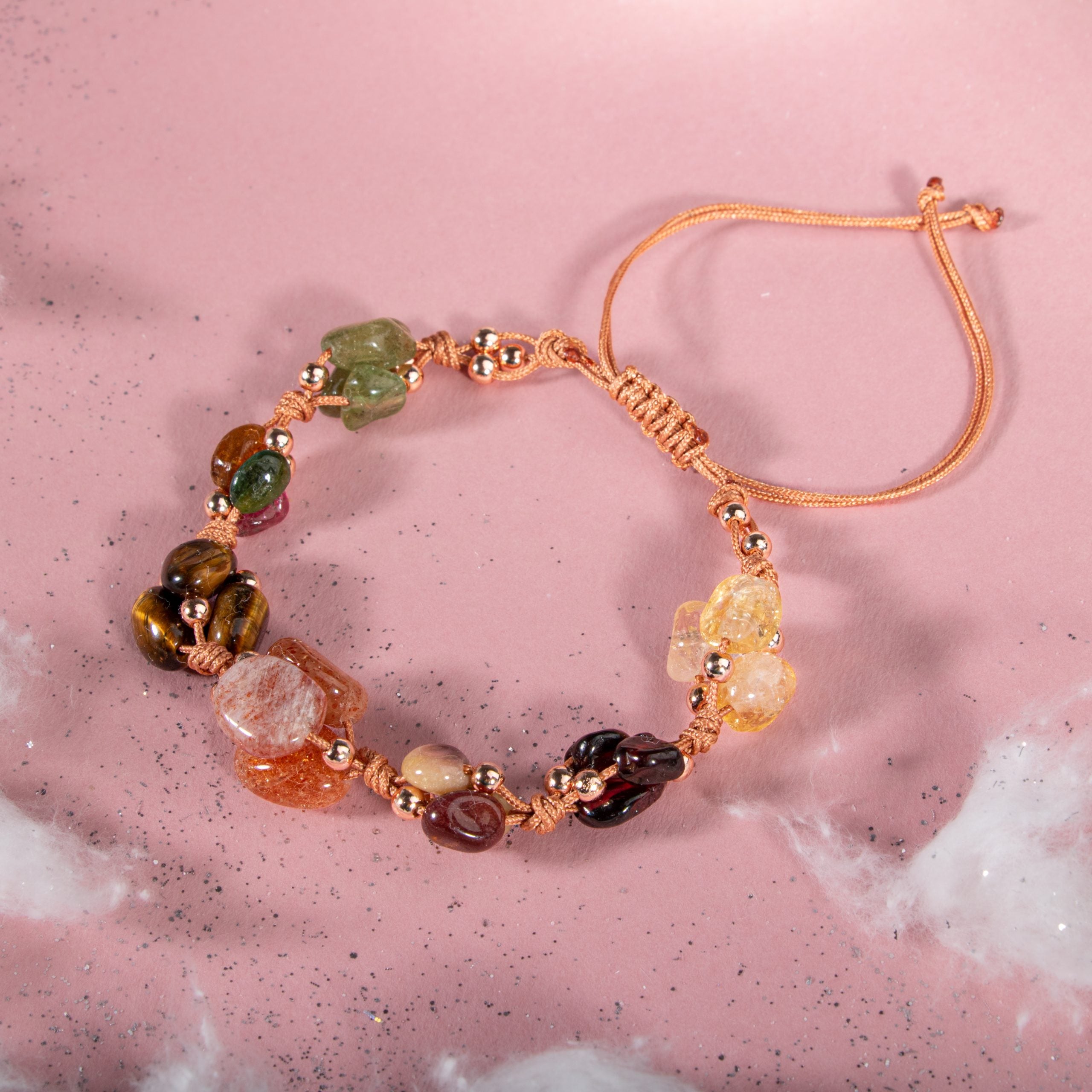 Bracciale zodiacale Leo Burgundy Garnet Garnet, Sun Stone, Jasper, Tiger Eye, Amber, Tormalina colorata, Citrino