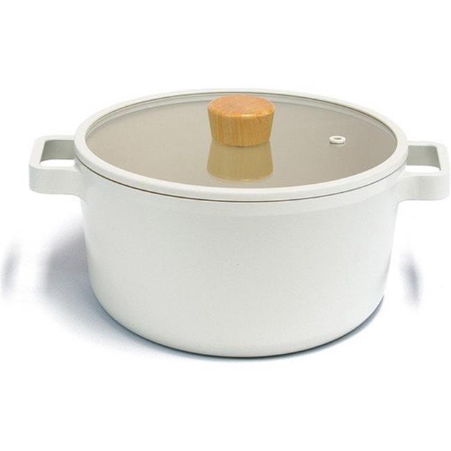 Neololam Fika -Aluminium Deep Casserole mit Glasdeckel 26 cm Beige