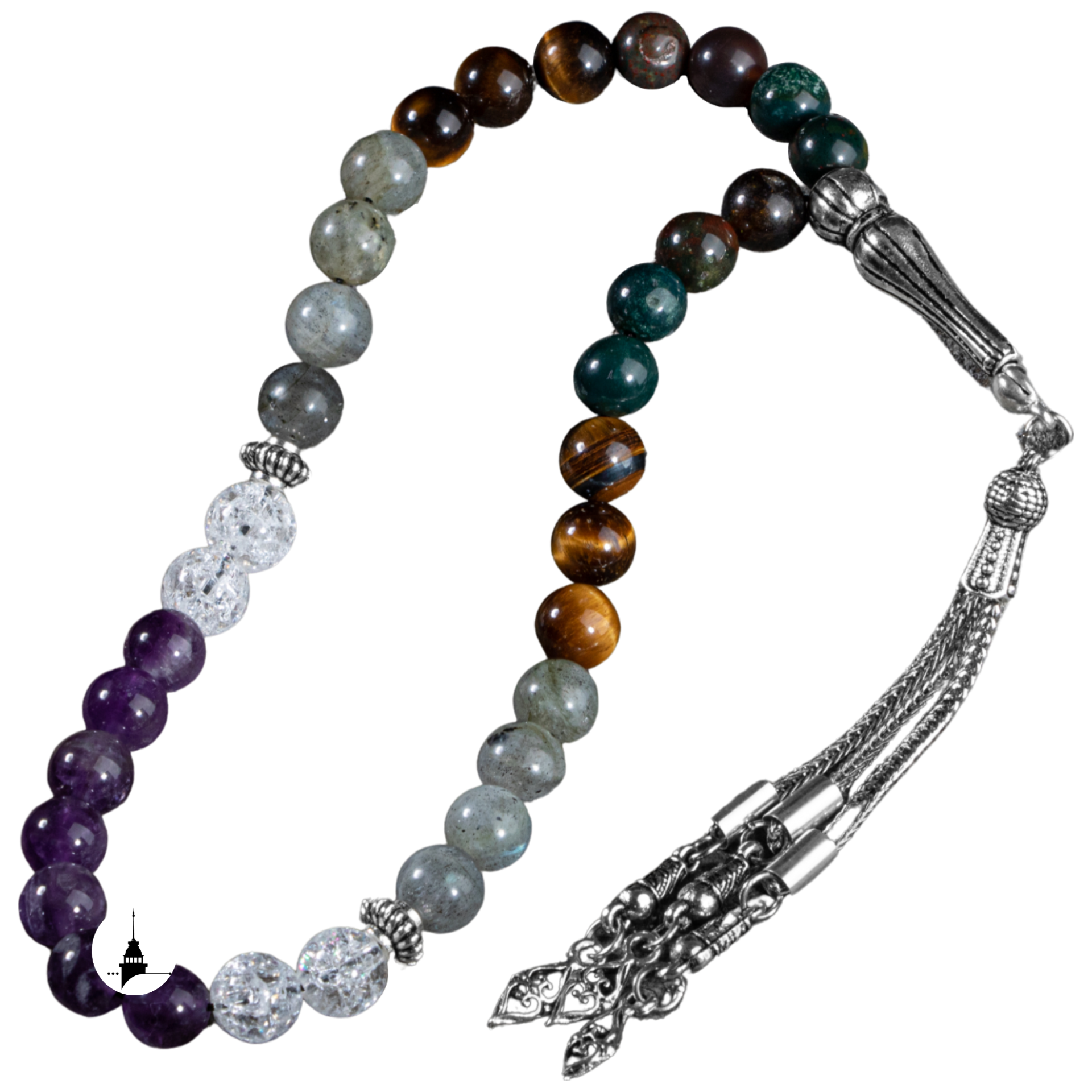 Piscis Rosary - Ametista, Sangre Stone, Tiger Eye, Labradorite, Najaf