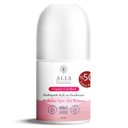 Alls Biocosmetics - Rollo prebiótico orgánico en desodorante 75 ml - Para mujeres