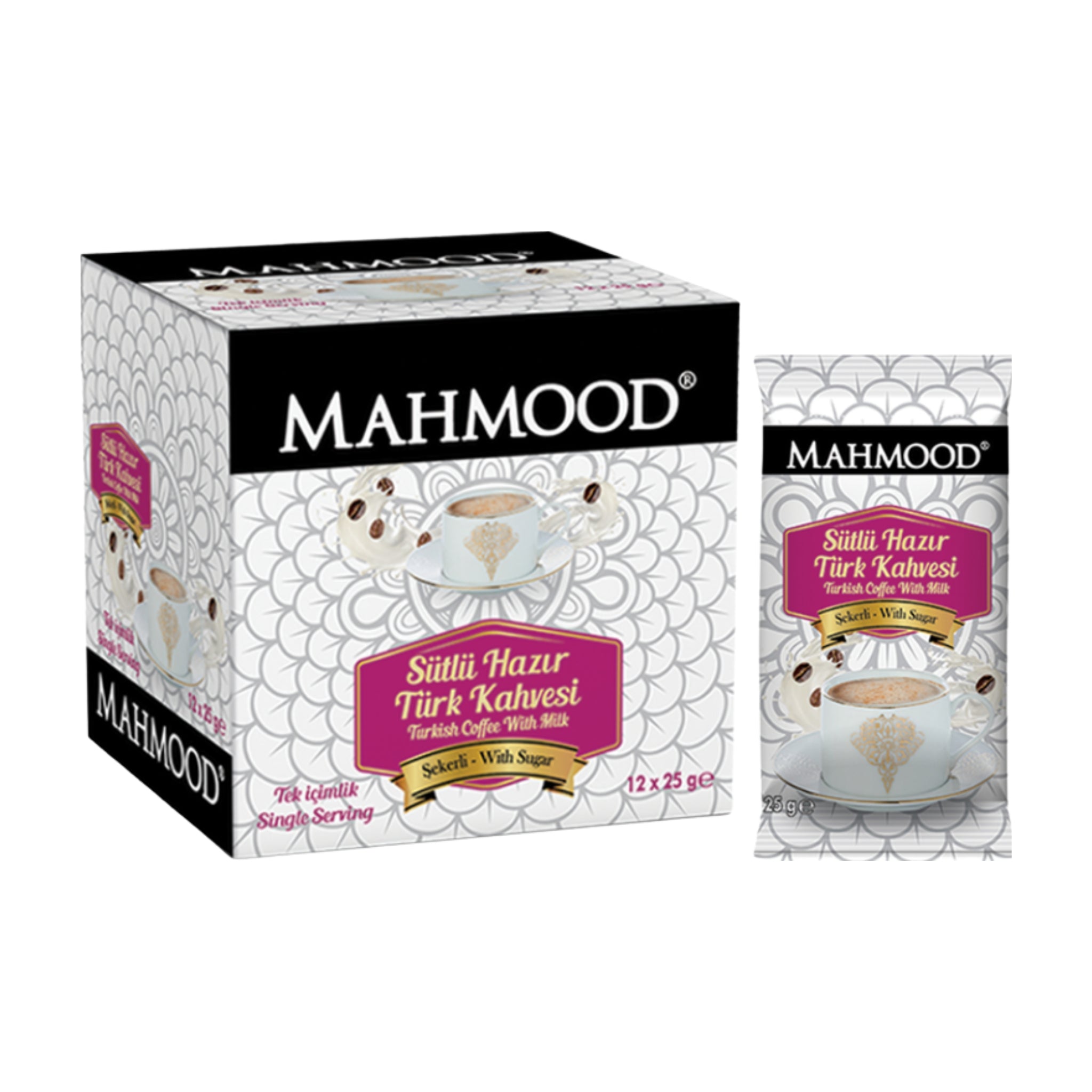 Mahmood Instant Turkish Coffee Sticks with Milk & Sugar – 12 x 25g (0.88 oz)