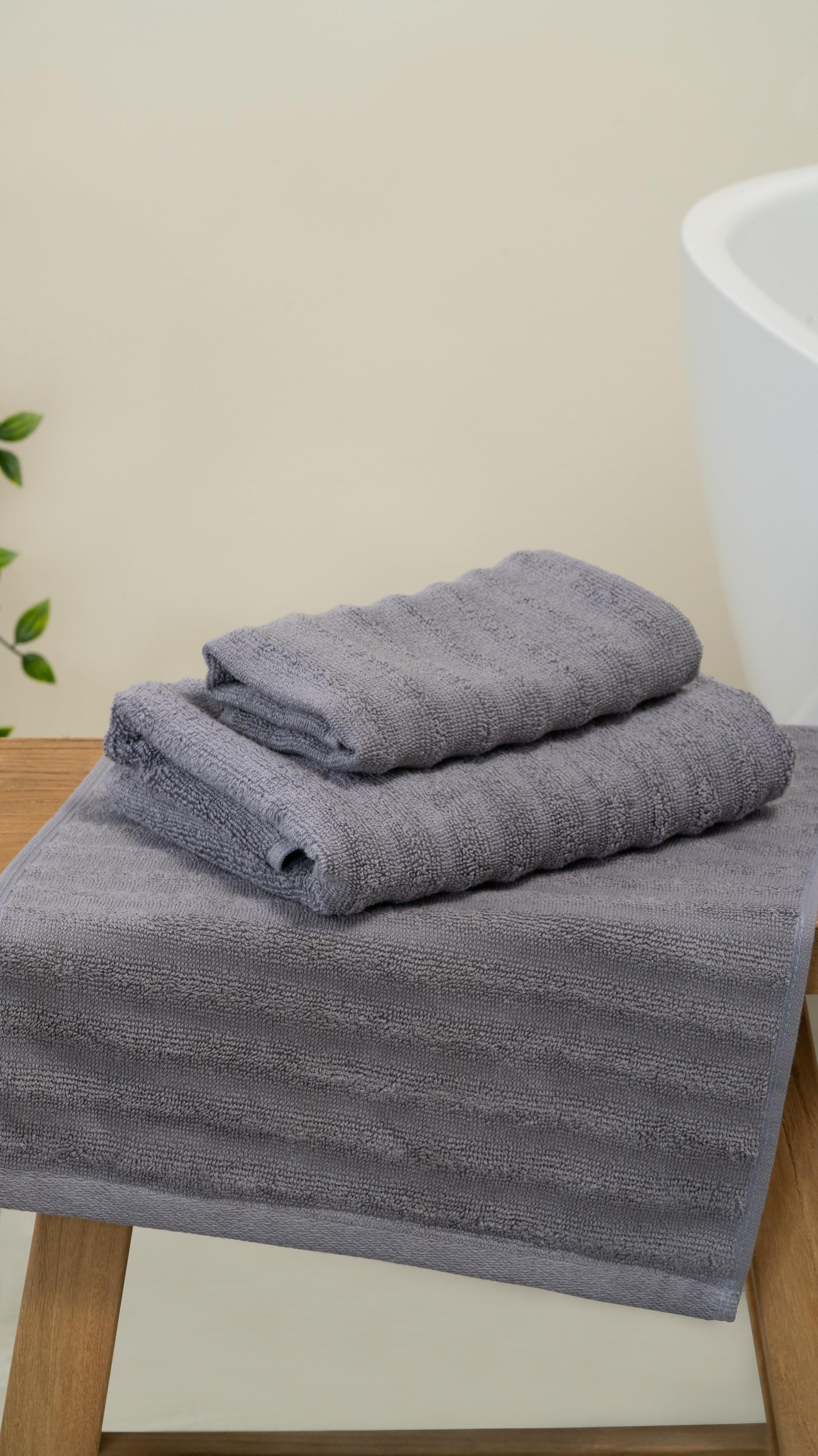 2-piece Alegra 100% Natural Cotton Hand / Face Towel Set 50x90 + 30x50 cm anthracite