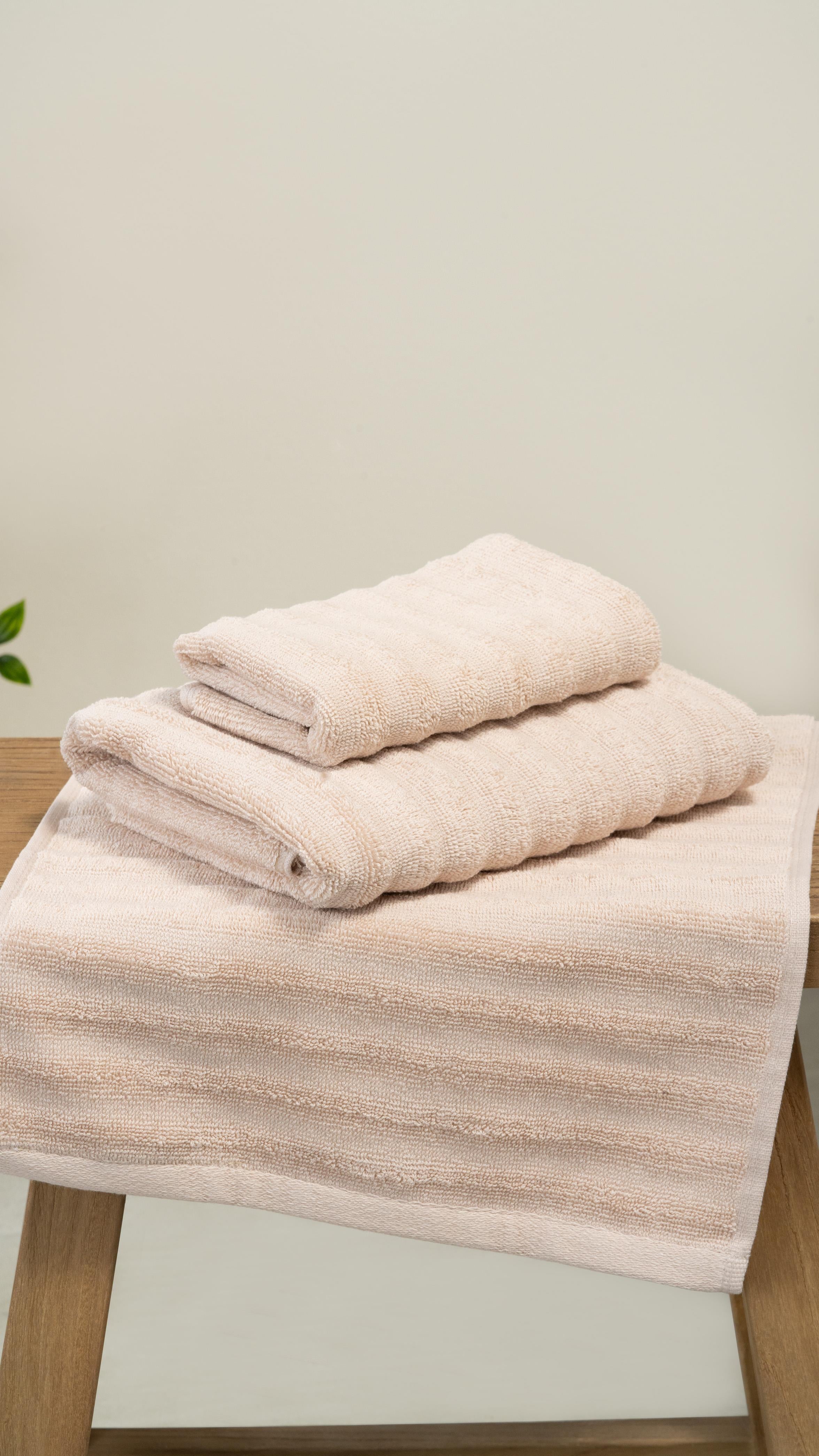 2-piece Alegra 100% Natural Cotton Hand / Face Towel Set 50x90 + 30x50 cm begie