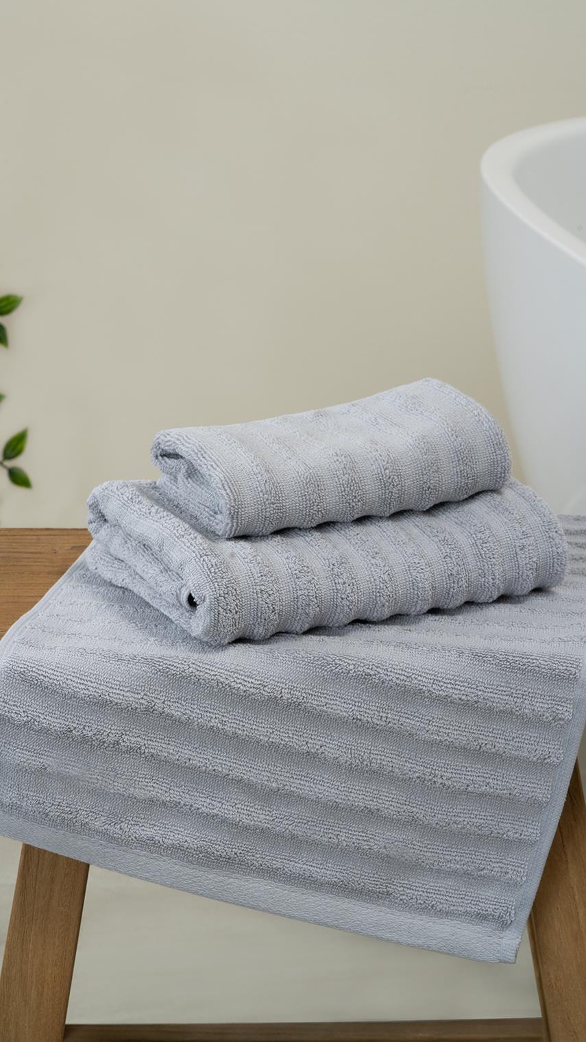 2-piece Alegra 100% Natural Cotton Hand / Face Towel Set 50x90 + 30x50 cm grey