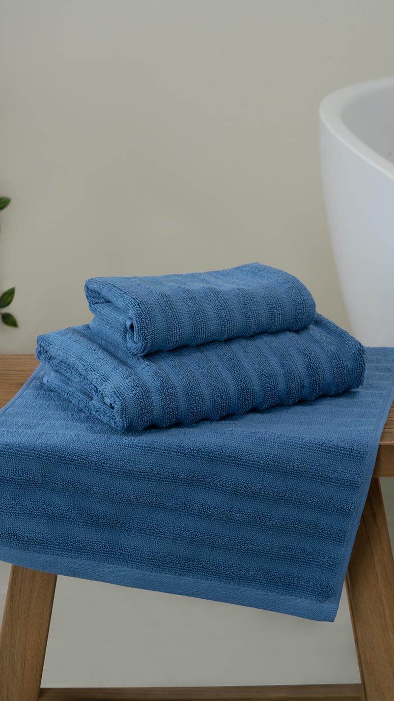 2-piece Alegra 100% Natural Cotton Hand / Face Towel Set 50x90 + 30x50 cm dark blue