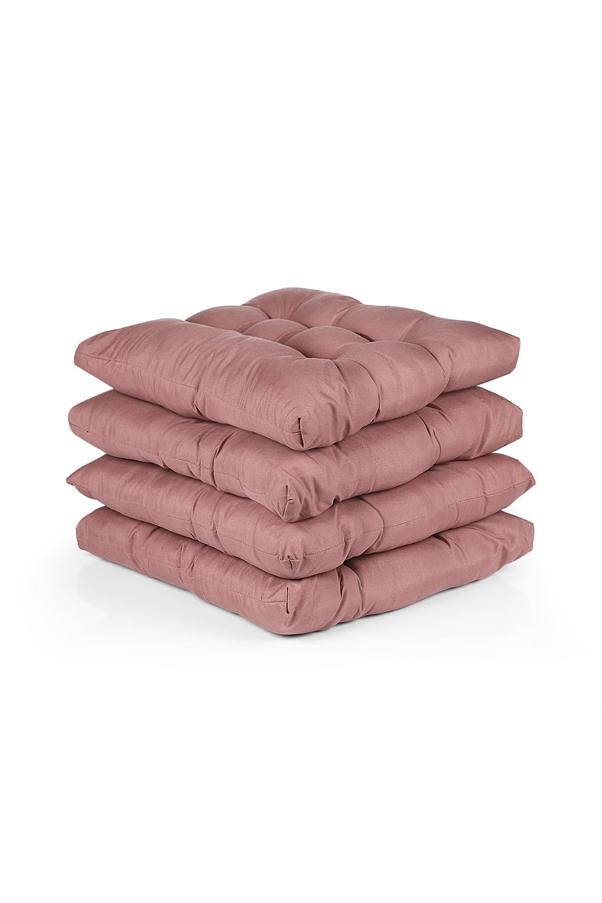 4 Pcs Puff Soft Chair Cushion 6 Quilted 42x42 cm Pink