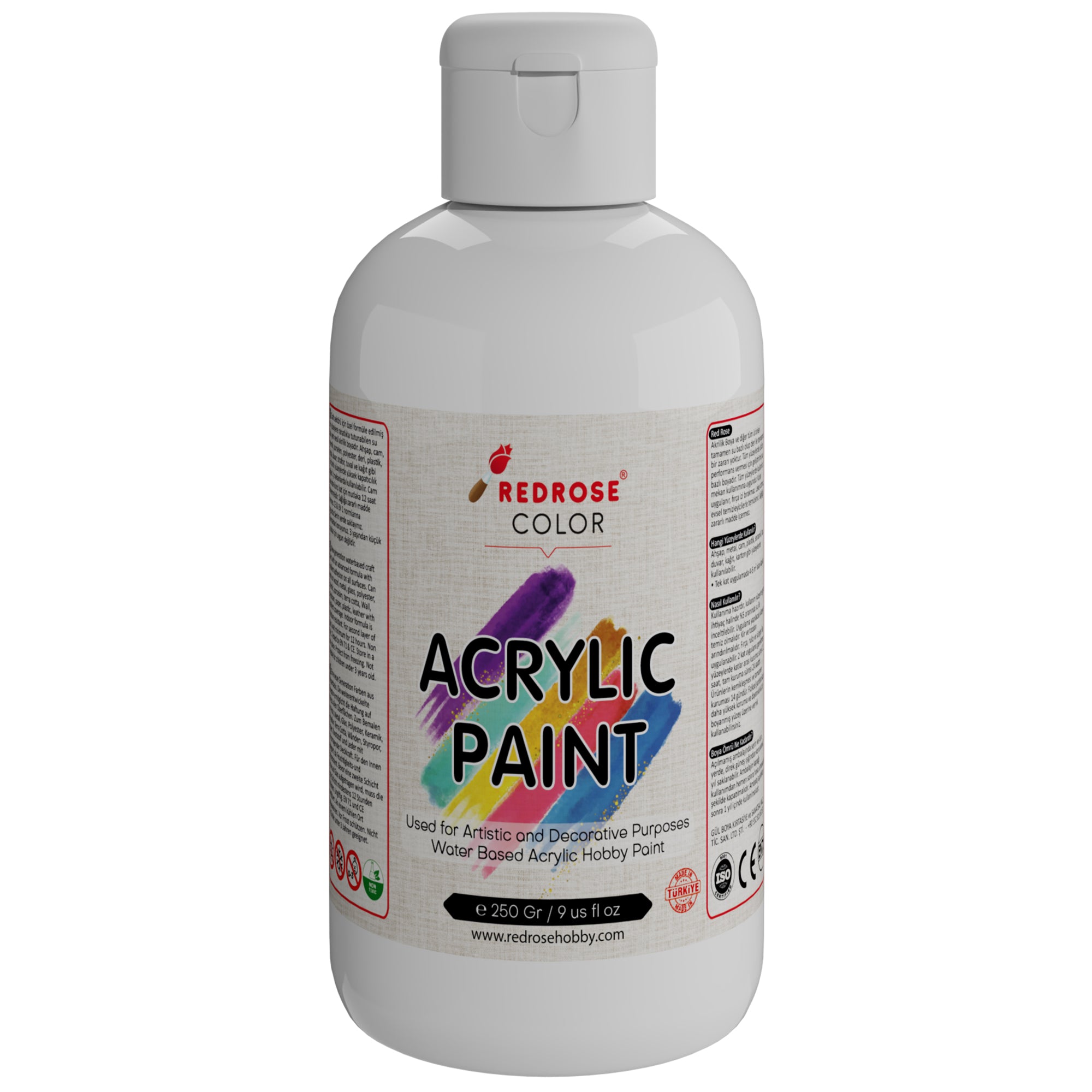 Pintura acrílica blanca rosa roja 250gr