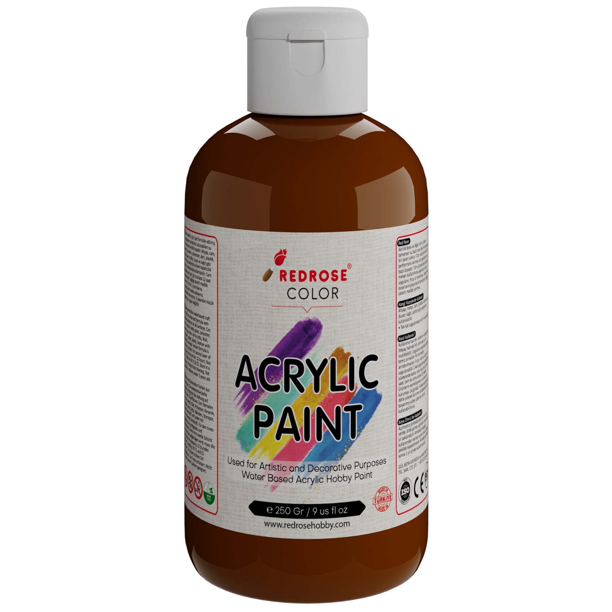 Pintura acrílica marrón rosa roja 250gr