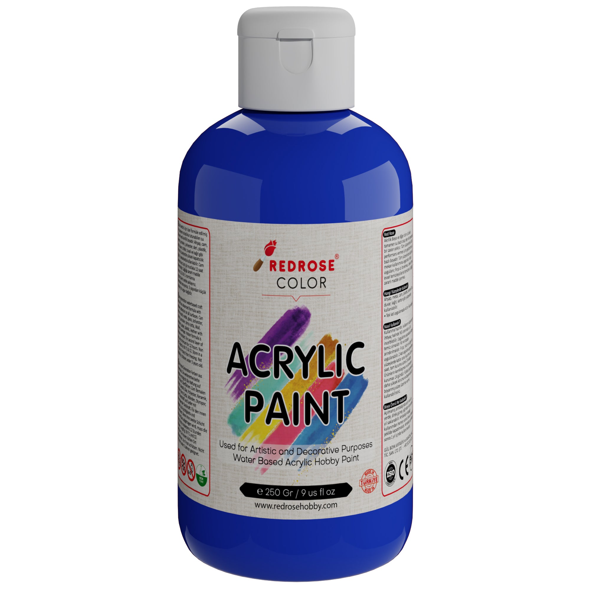 Pintura acrílica de color azul rosa roja 250gr