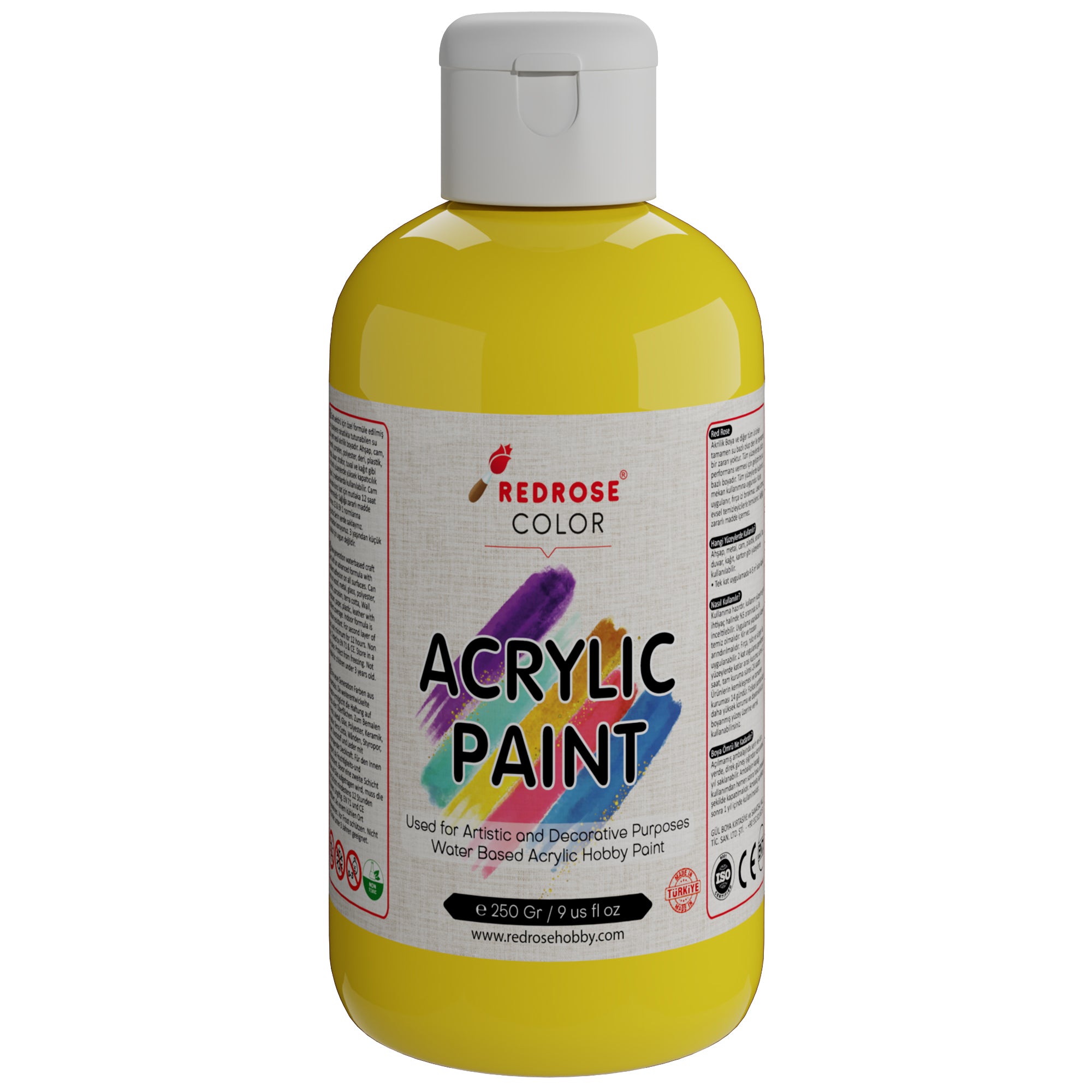 Pintura acrílica amarilla rosa roja 250gr