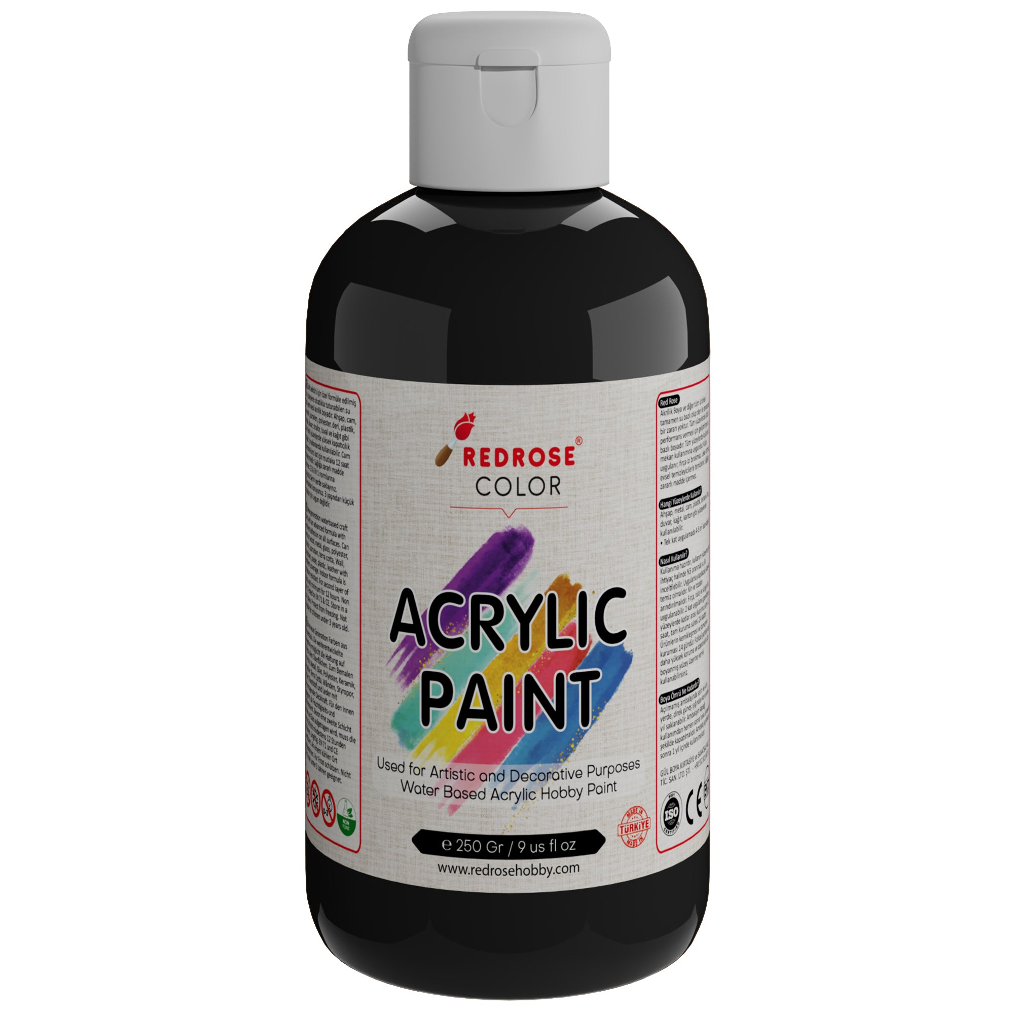 Pintura acrílica negra rosa roja 250gr