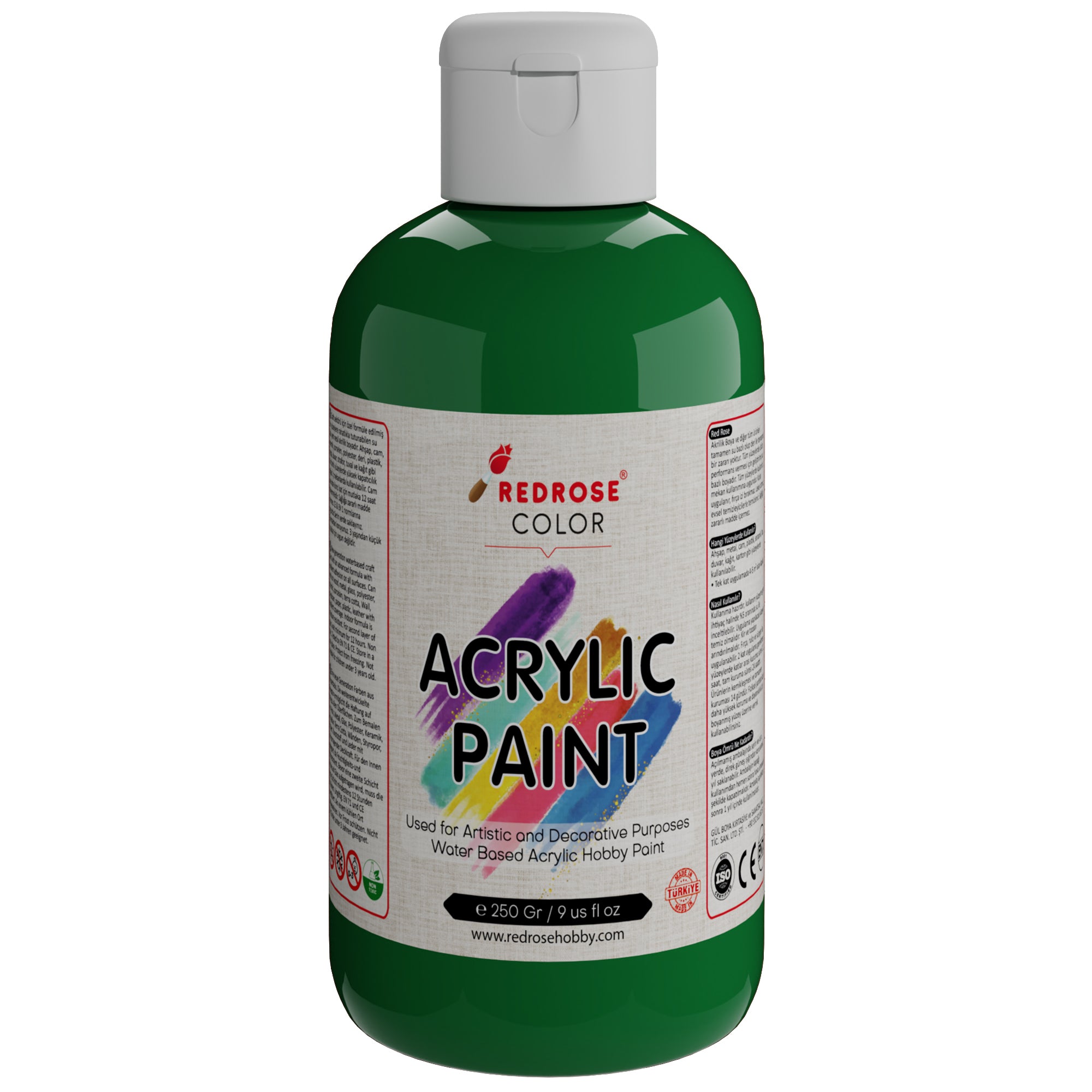 Pintura acrílica verde rosa roja 250gr