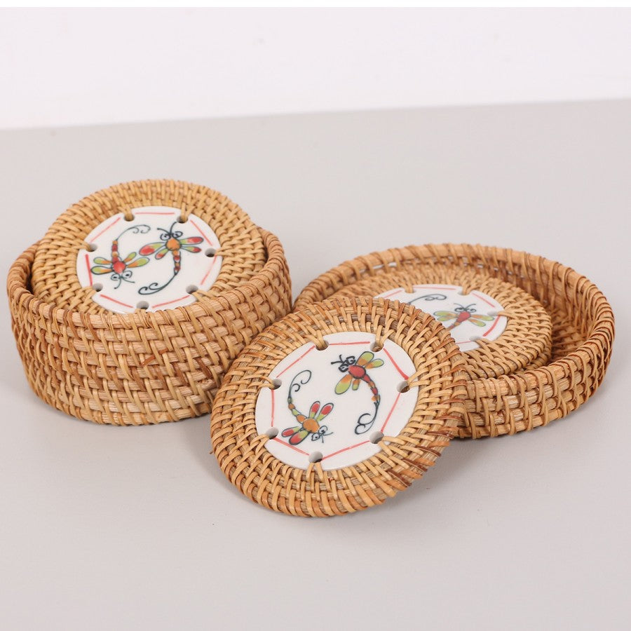 Muteber Rattan de 6 piezas Pearlescent Coasters