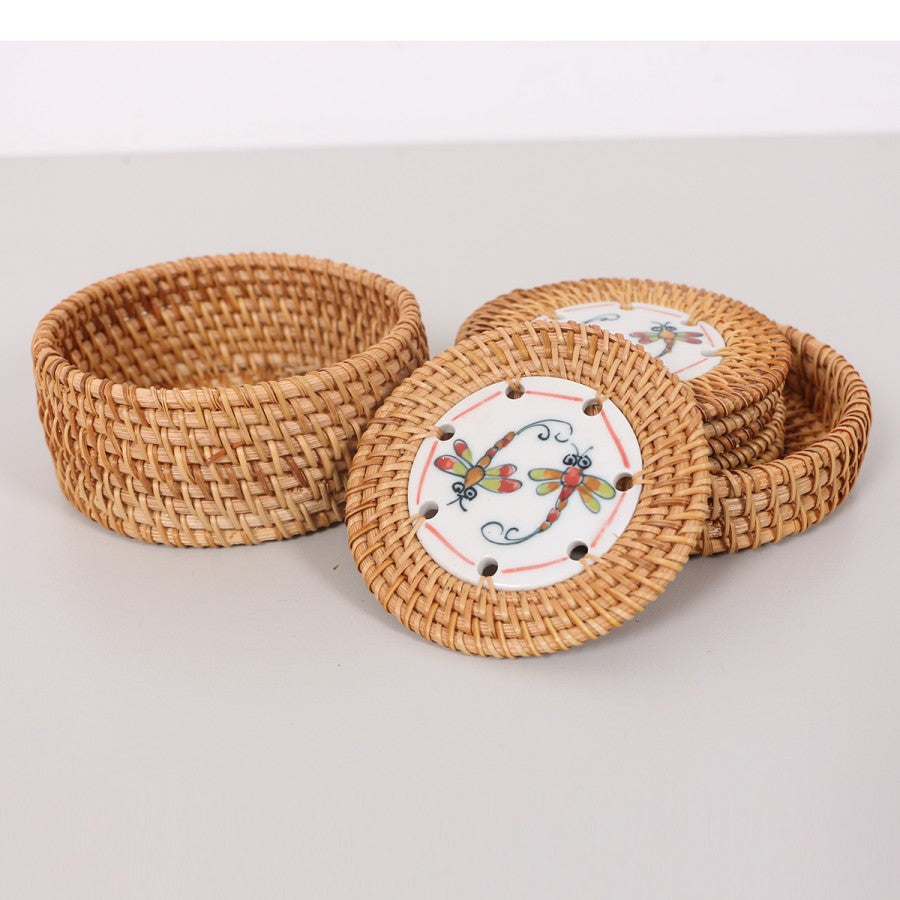 Muteber Rattan de 6 piezas Pearlescent Coasters