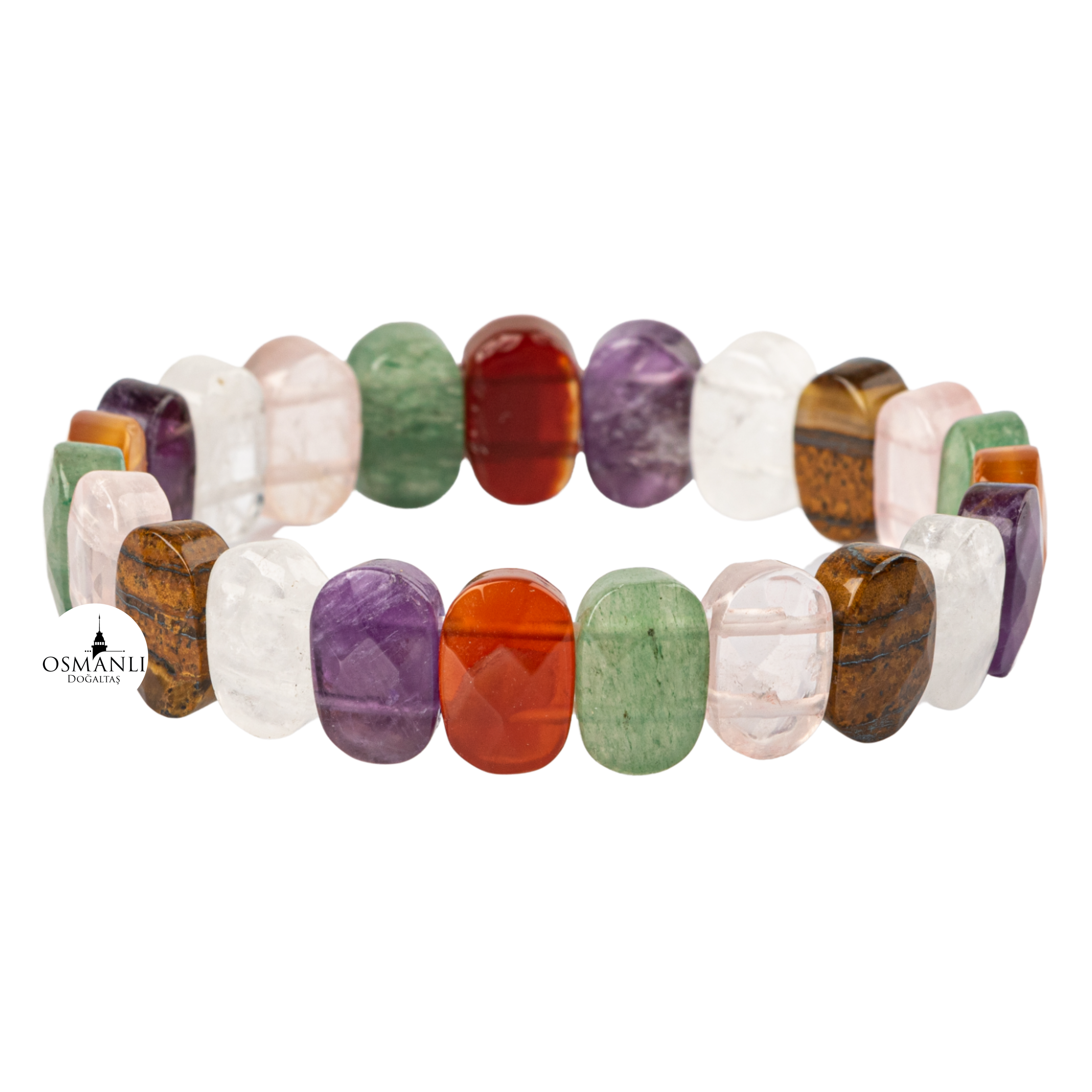 Bracciale Chakra - Ametista, Tiger Eye, Agate, Quartz, Pink Quartz, Aventurine