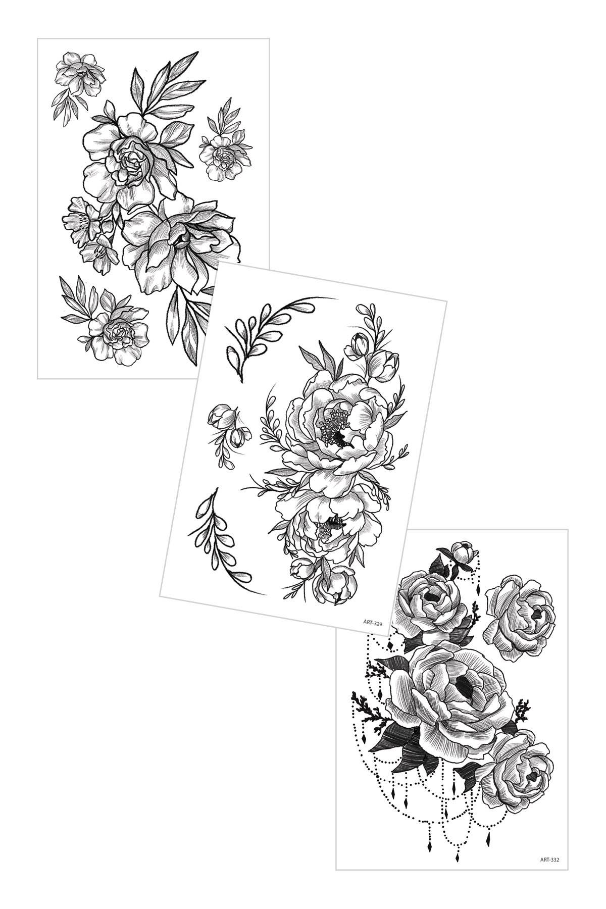 Temporäres Tattoo Set von 3, vorübergehendes Tattoo, Körpertattoo, Armgelenk Tattoo, Nacken -Tattoo, Rücken Tattoo