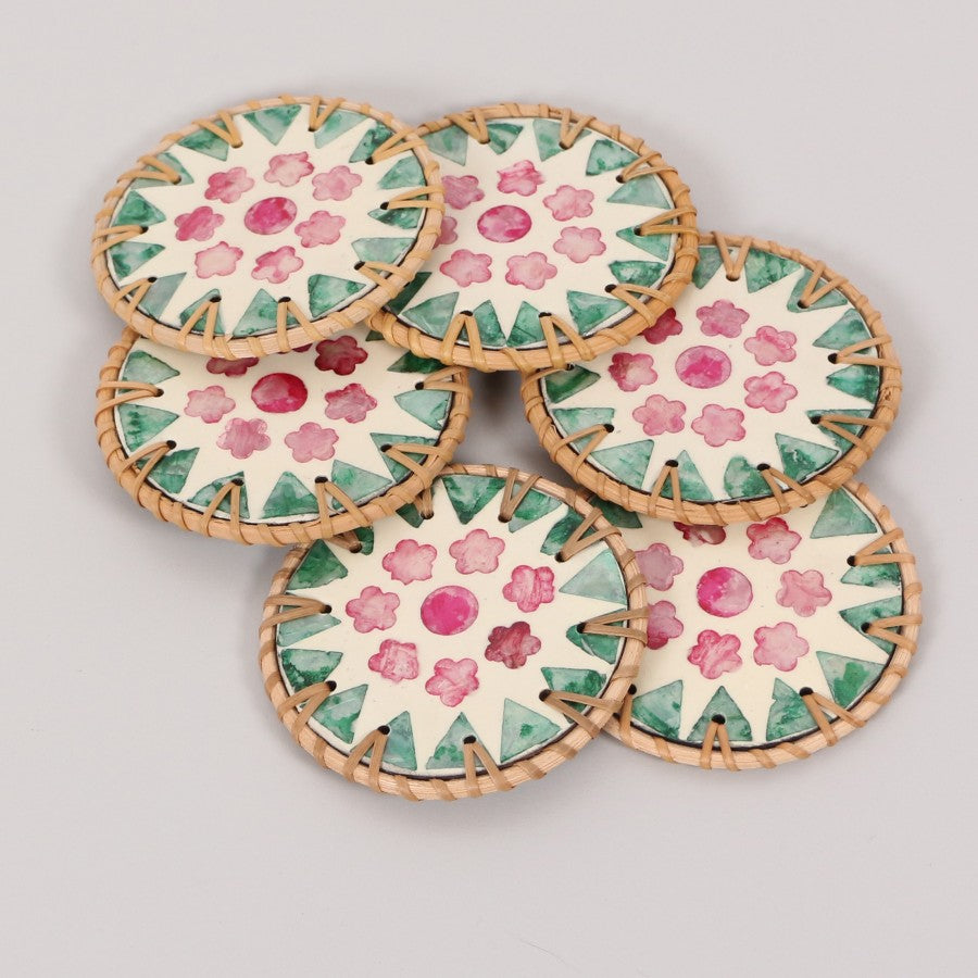 Muteber Rattan de 6 piezas Pearlescent Coasters