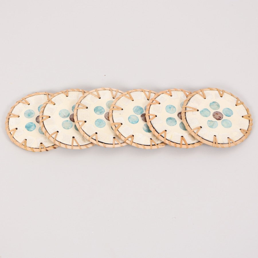 Muteber Rattan de 6 piezas Pearlescent Coasters