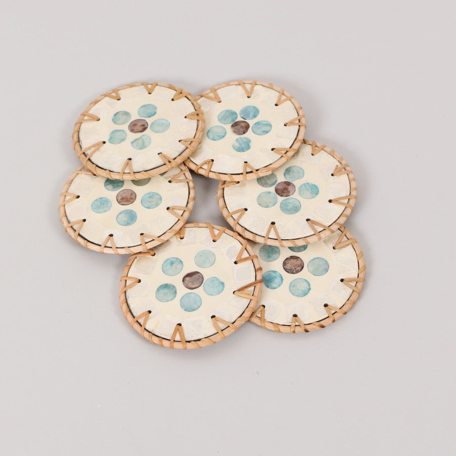 Muteber Rattan de 6 piezas Pearlescent Coasters