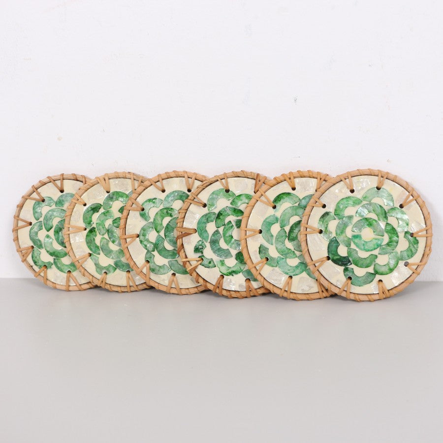 Muteber Rattan de 6 piezas Pearlescent Coasters