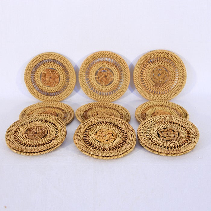 12 Pieces Rattan Hand Knitted Coasters