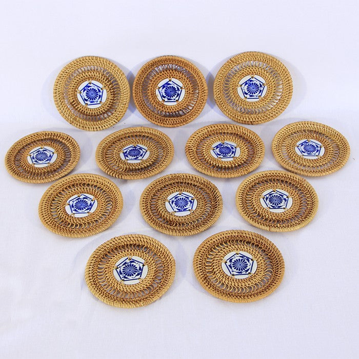 12 Pieces Rattan Hand Knitted Coasters