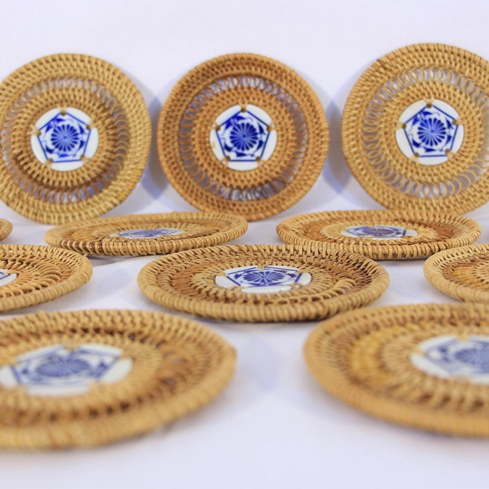 12 Pieces Rattan Hand Knitted Coasters