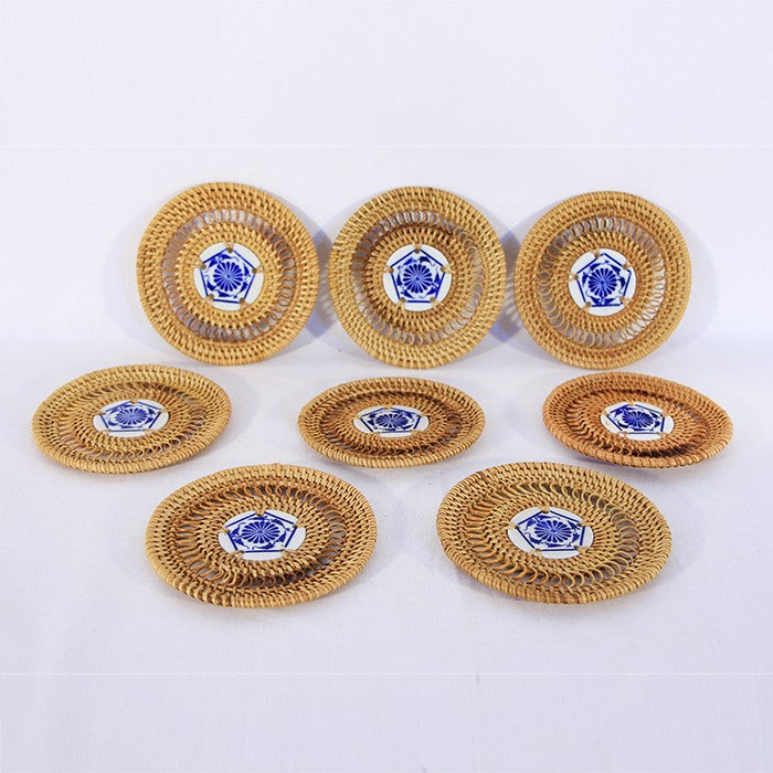 8 PCS Rattan Handsphited Coasters