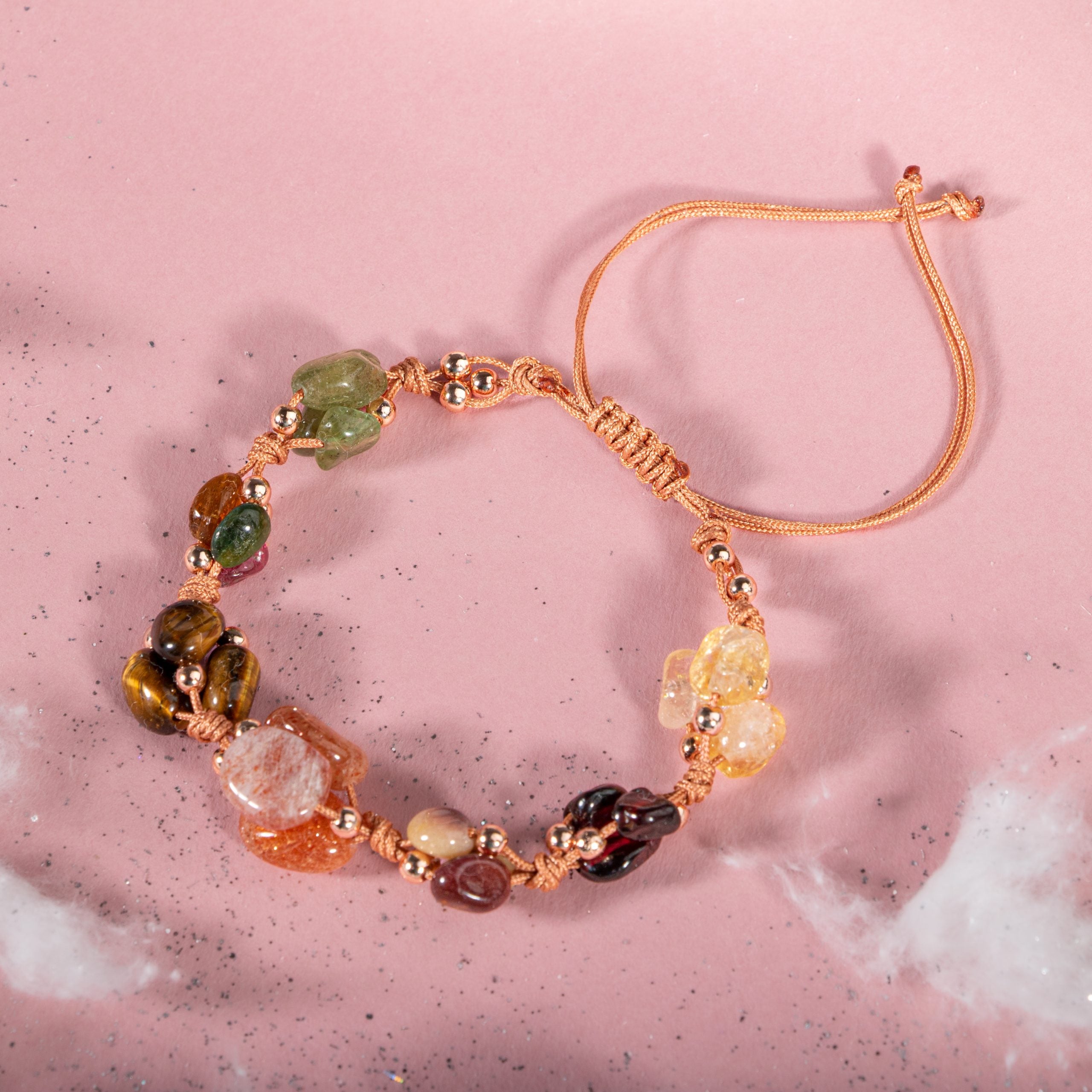 Bracciale zodiacale Leo Burgundy Garnet Garnet, Sun Stone, Jasper, Tiger Eye, Amber, Tormalina colorata, Citrino