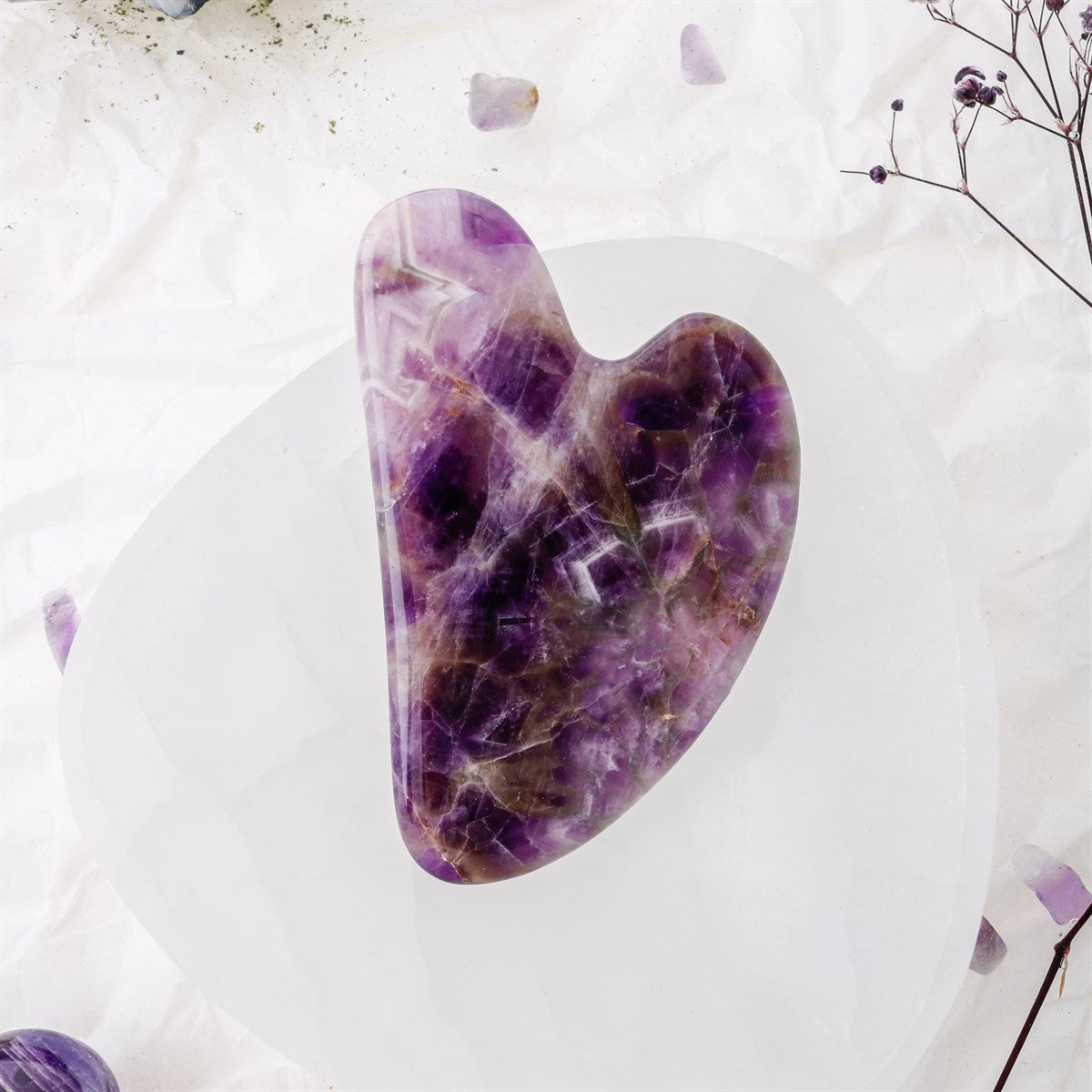 Amethyst Stone Gua Sha Gesichtsmassagestein mit Herz