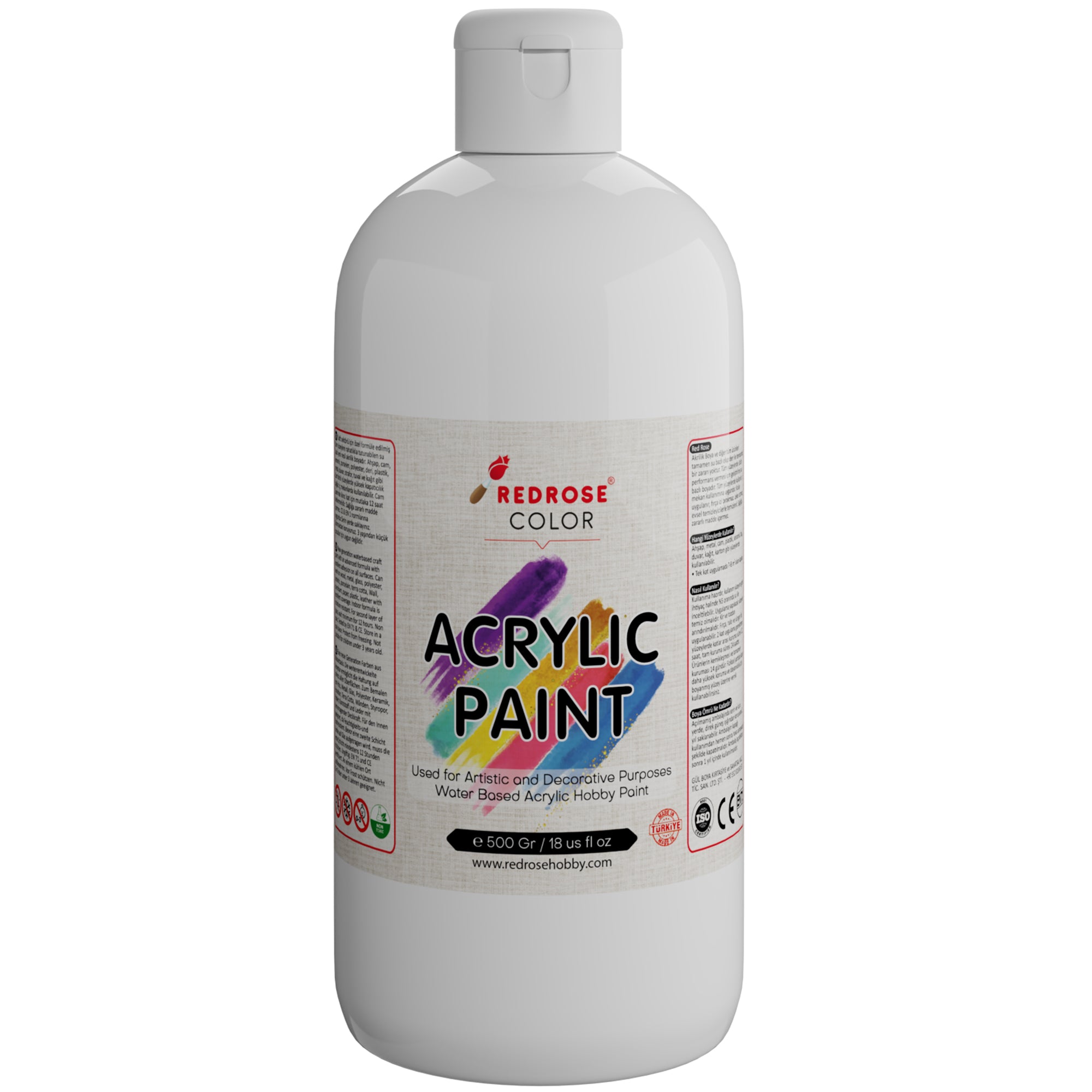 Pintura acrílica blanca rosa roja 500gr