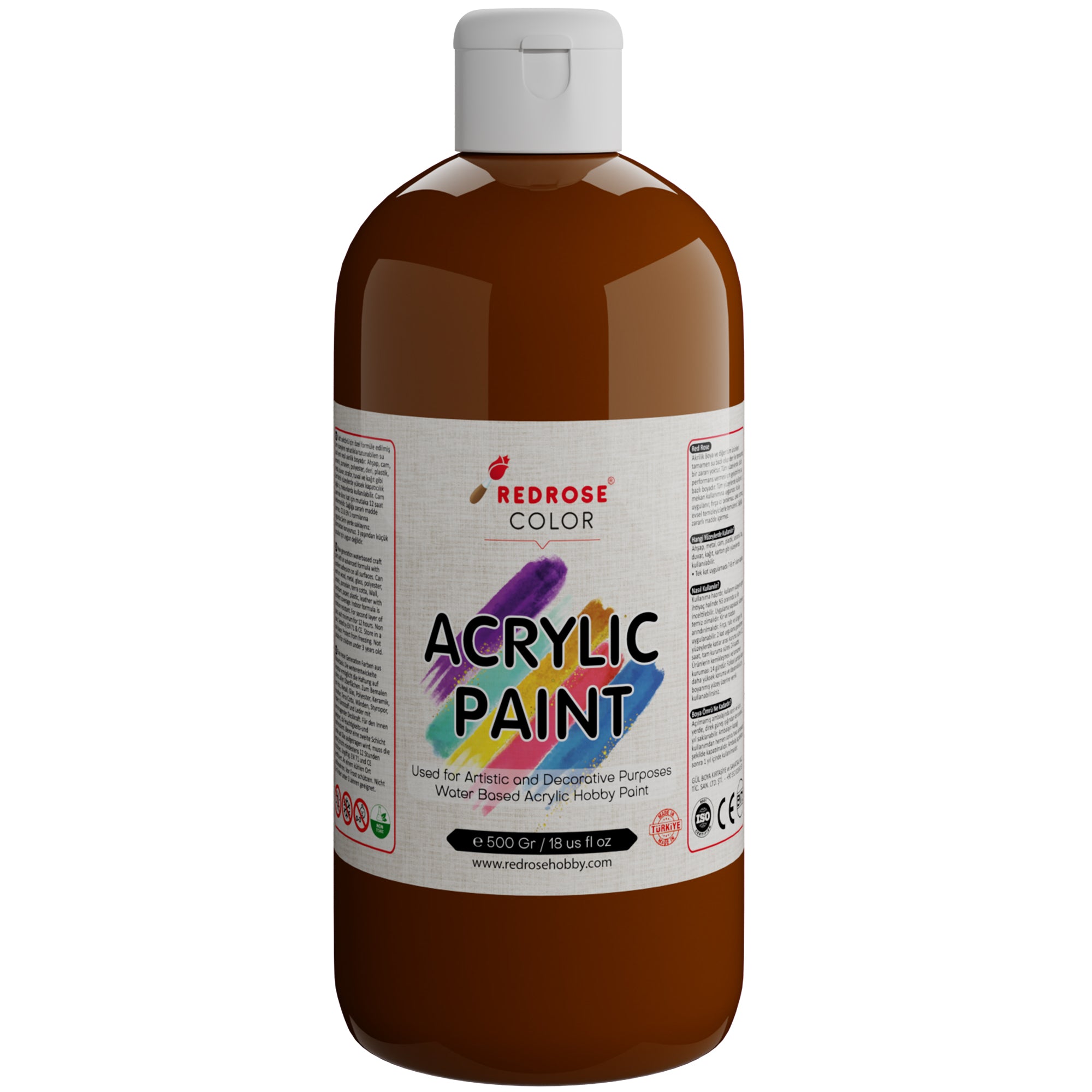 Pintura acrílica de color marrón rosa roja 500gr