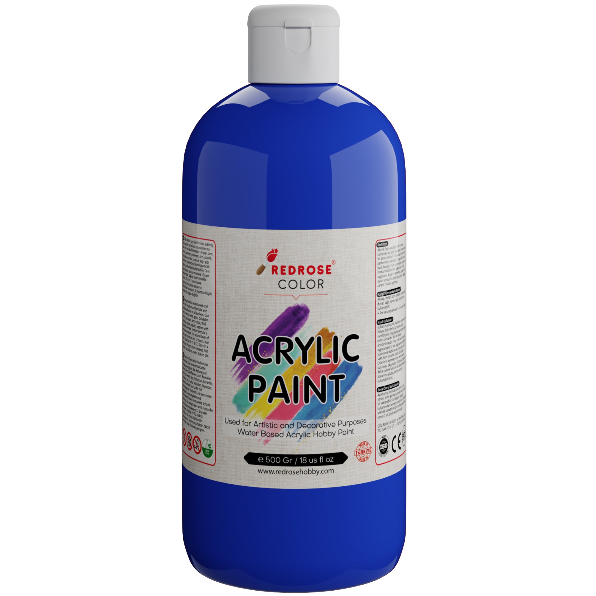 Pintura acrílica de color azul rosa roja 500gr