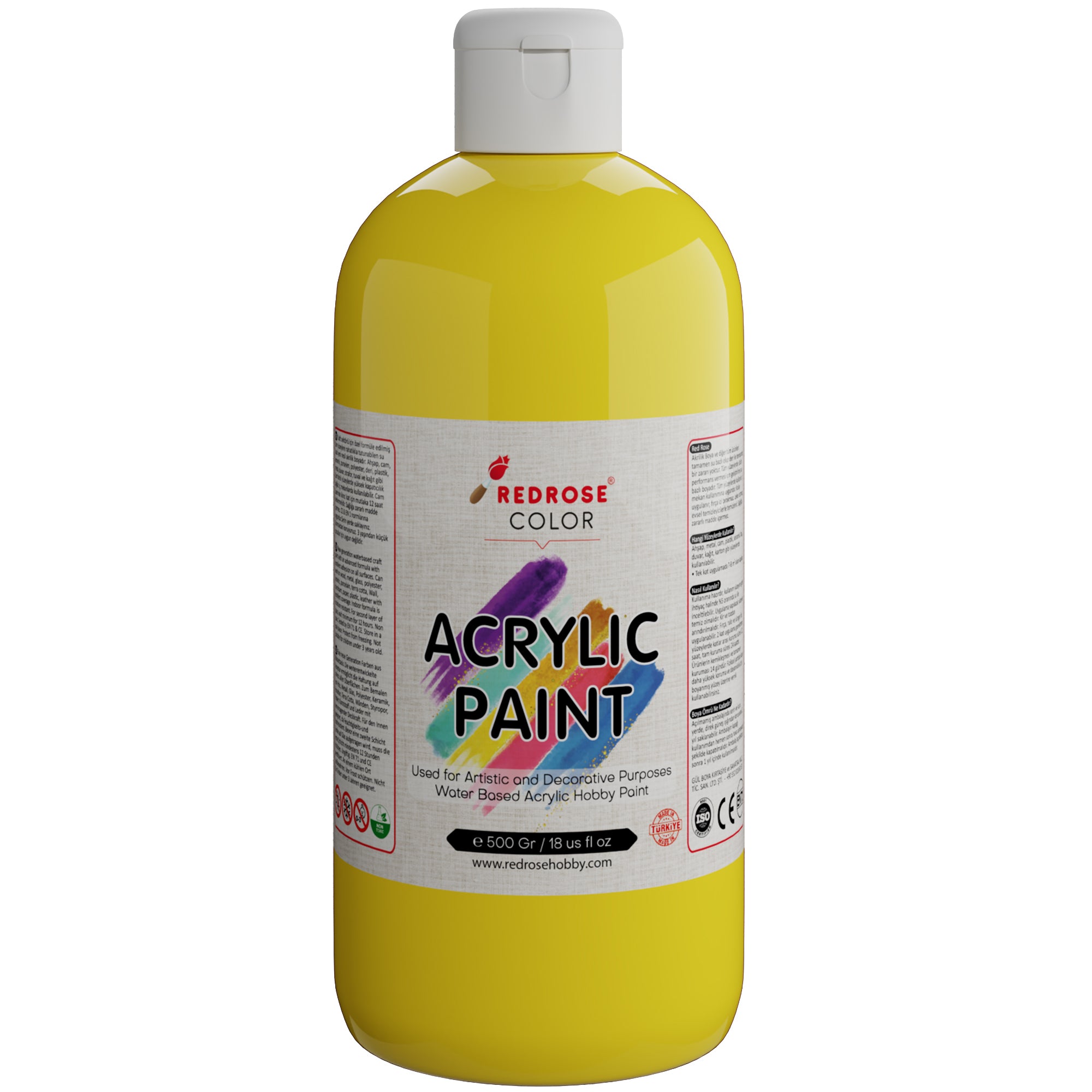 Pintura acrílica amarilla rosa roja 500gr