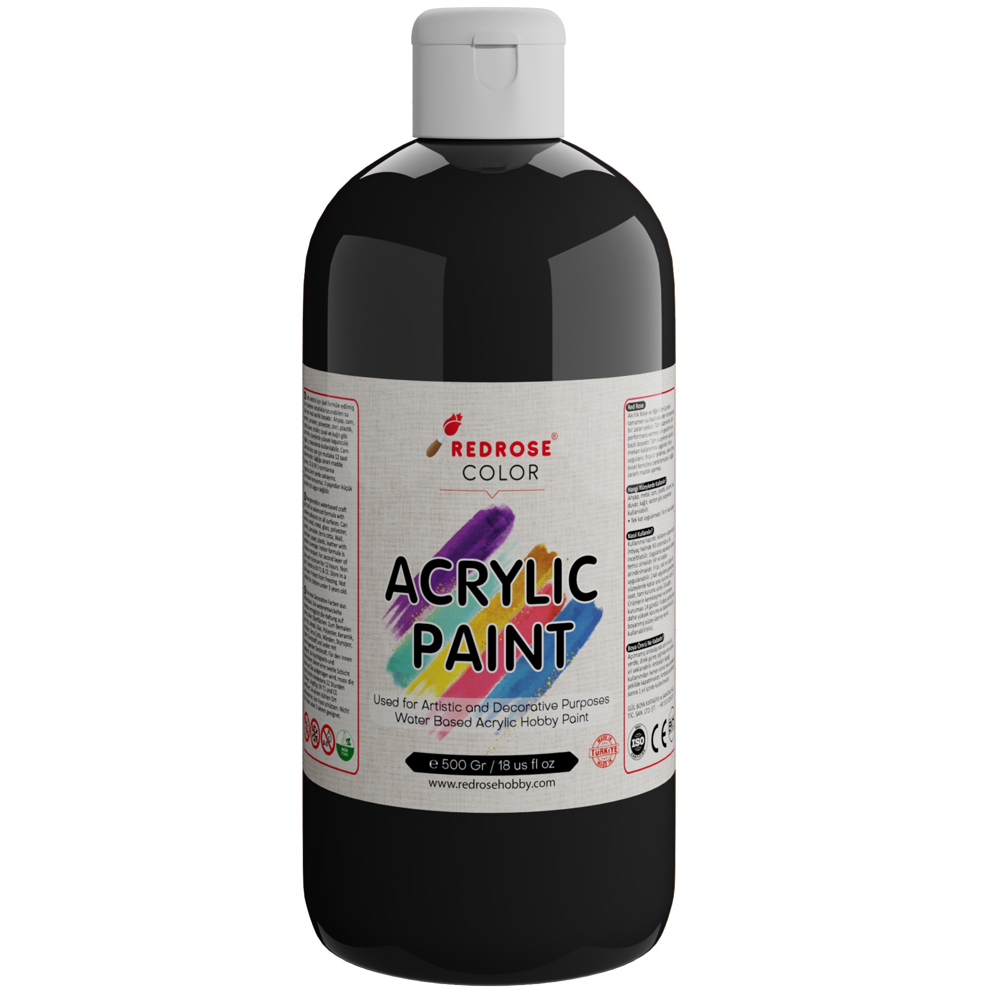 Pintura acrílica negra rosa roja 500gr