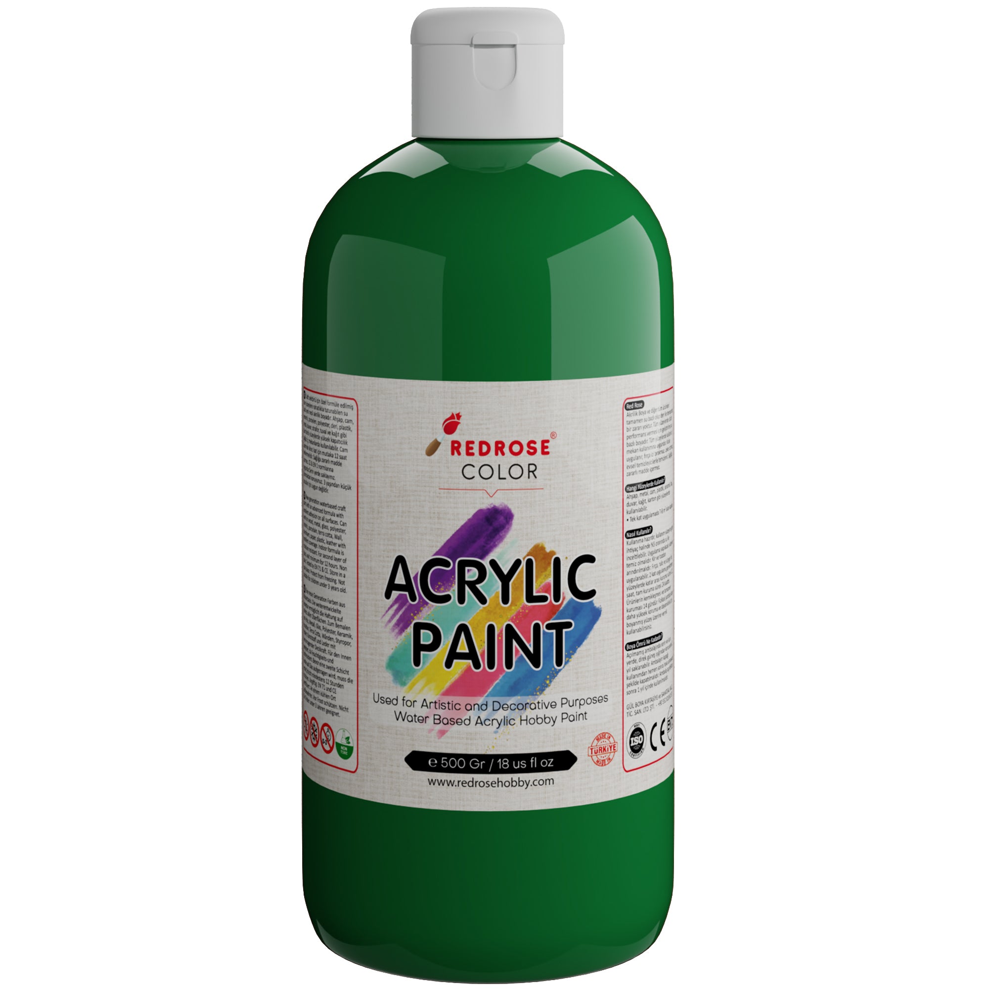 Pintura acrílica de color verde rosa roja 500gr