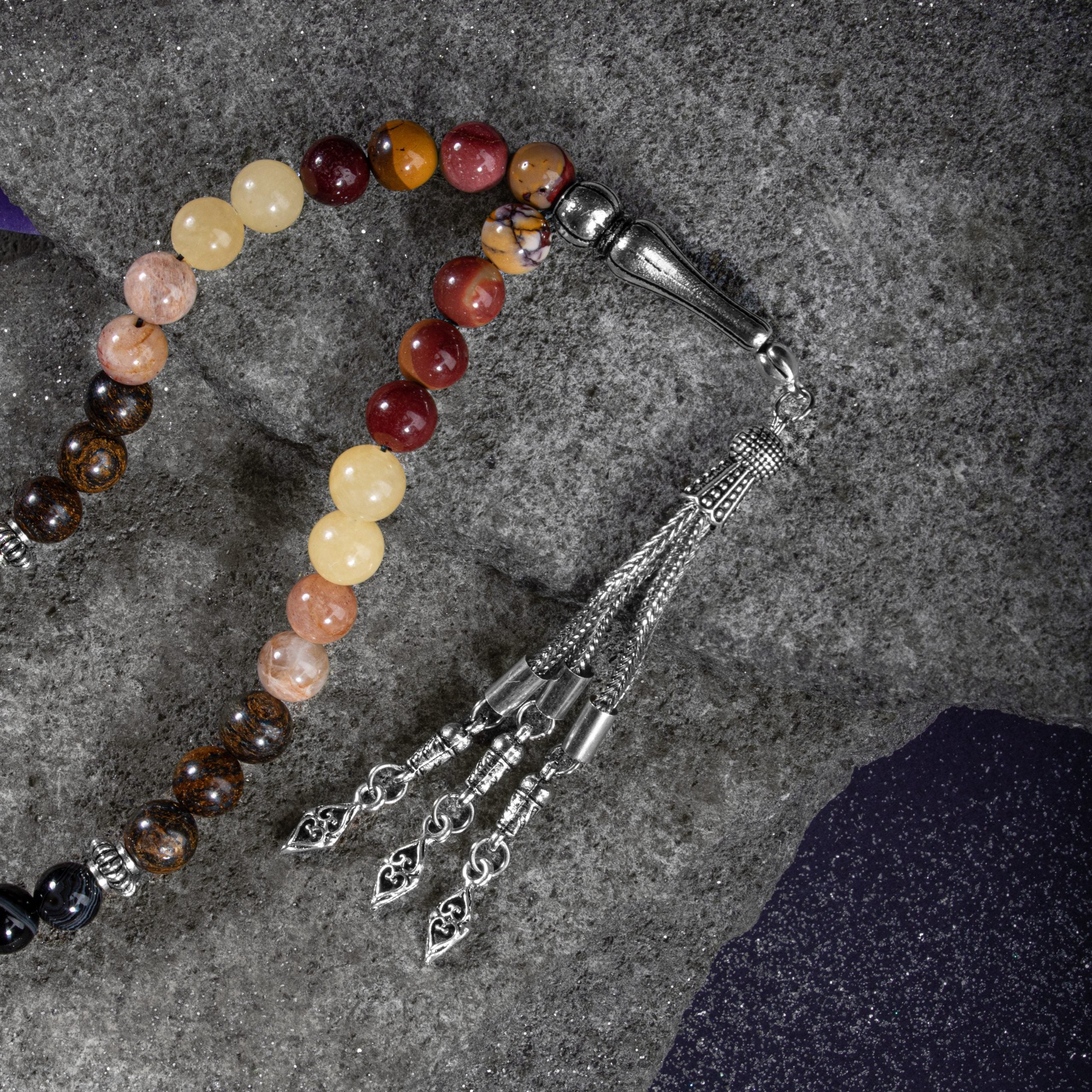 Leo Rosary - Bronzita, Dumortierita, Sun Stone, Jasper, Calcite, Black Eye Agate