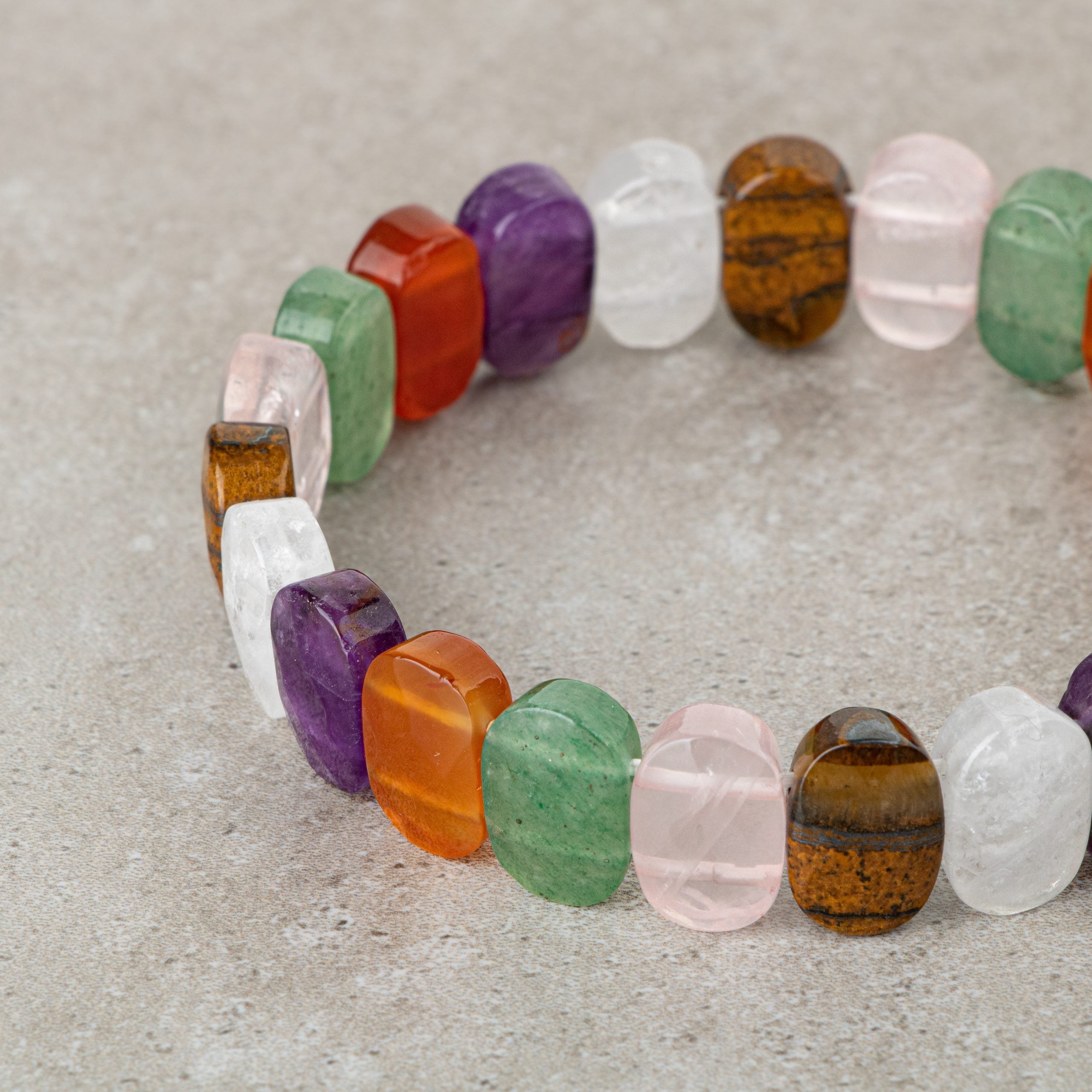 Bracciale Chakra - Ametista, Tiger Eye, Agate, Quartz, Pink Quartz, Aventurine