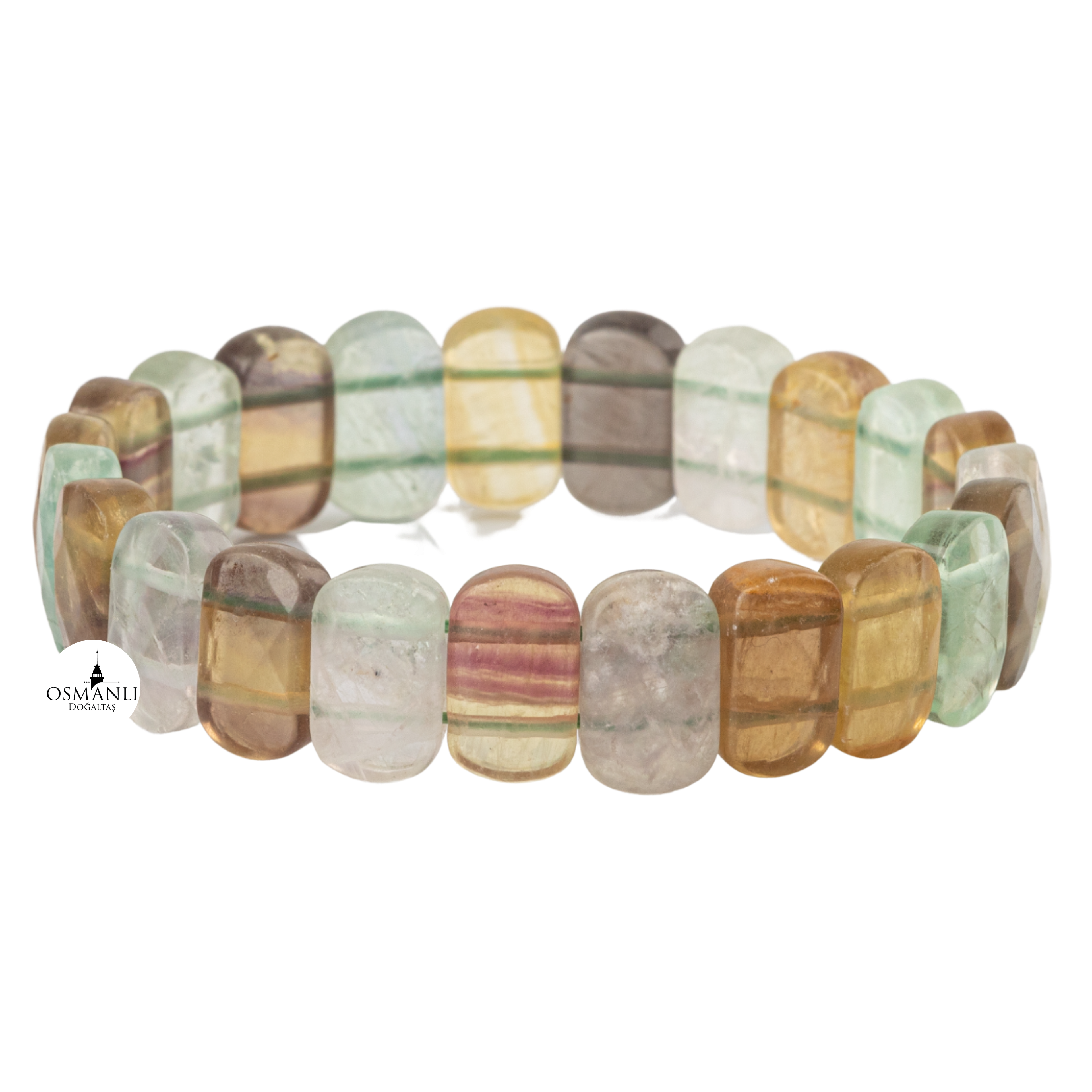 Bracciale a taglio largo in pietra naturale di fluorite gialla