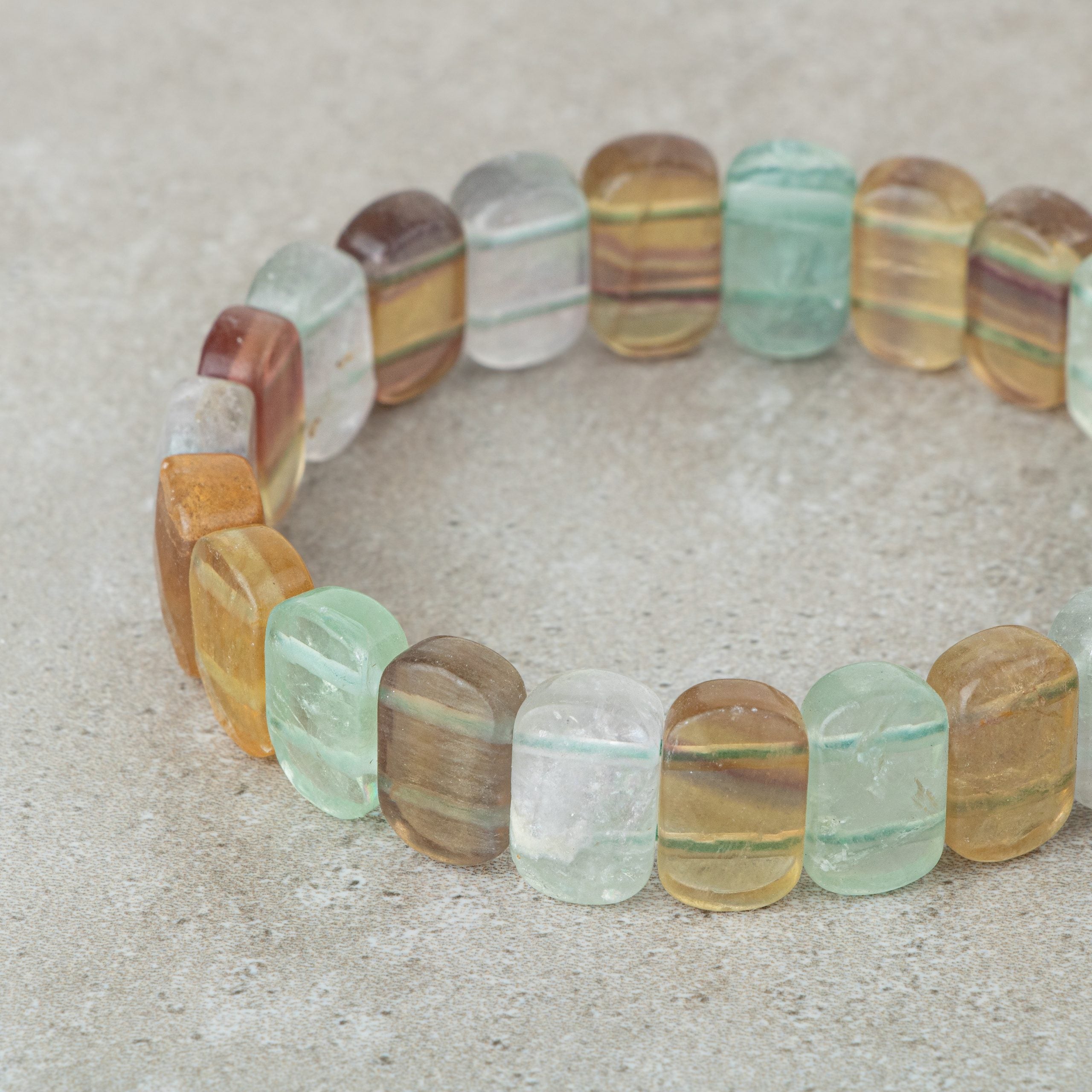 Bracciale a taglio largo in pietra naturale di fluorite gialla