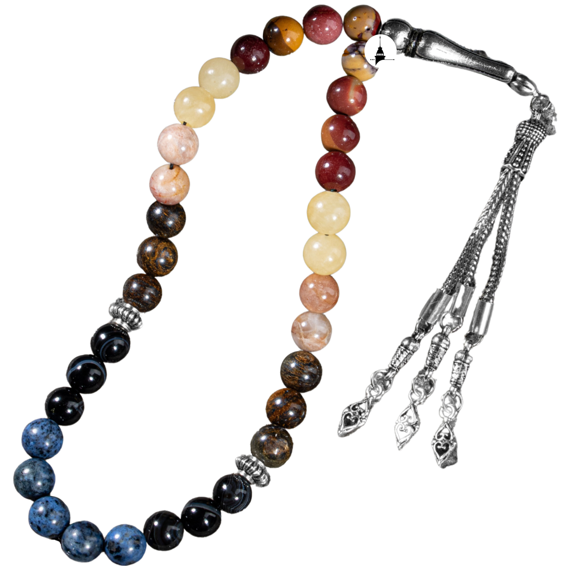 Leo Rosary - Bronzita, Dumortierita, Sun Stone, Jasper, Calcite, Black Eye Agate