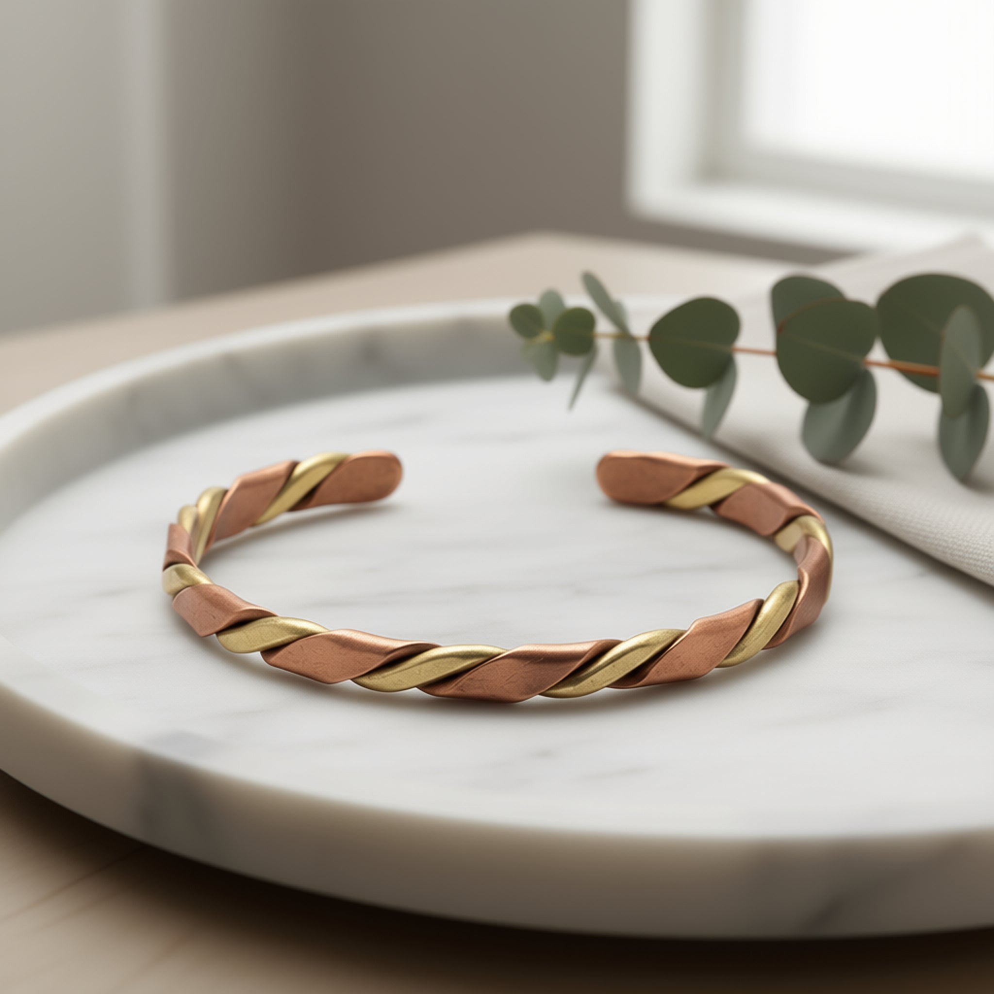 Bakırzen Pure Copper & Brass Wrapped Bracelet – Unisex