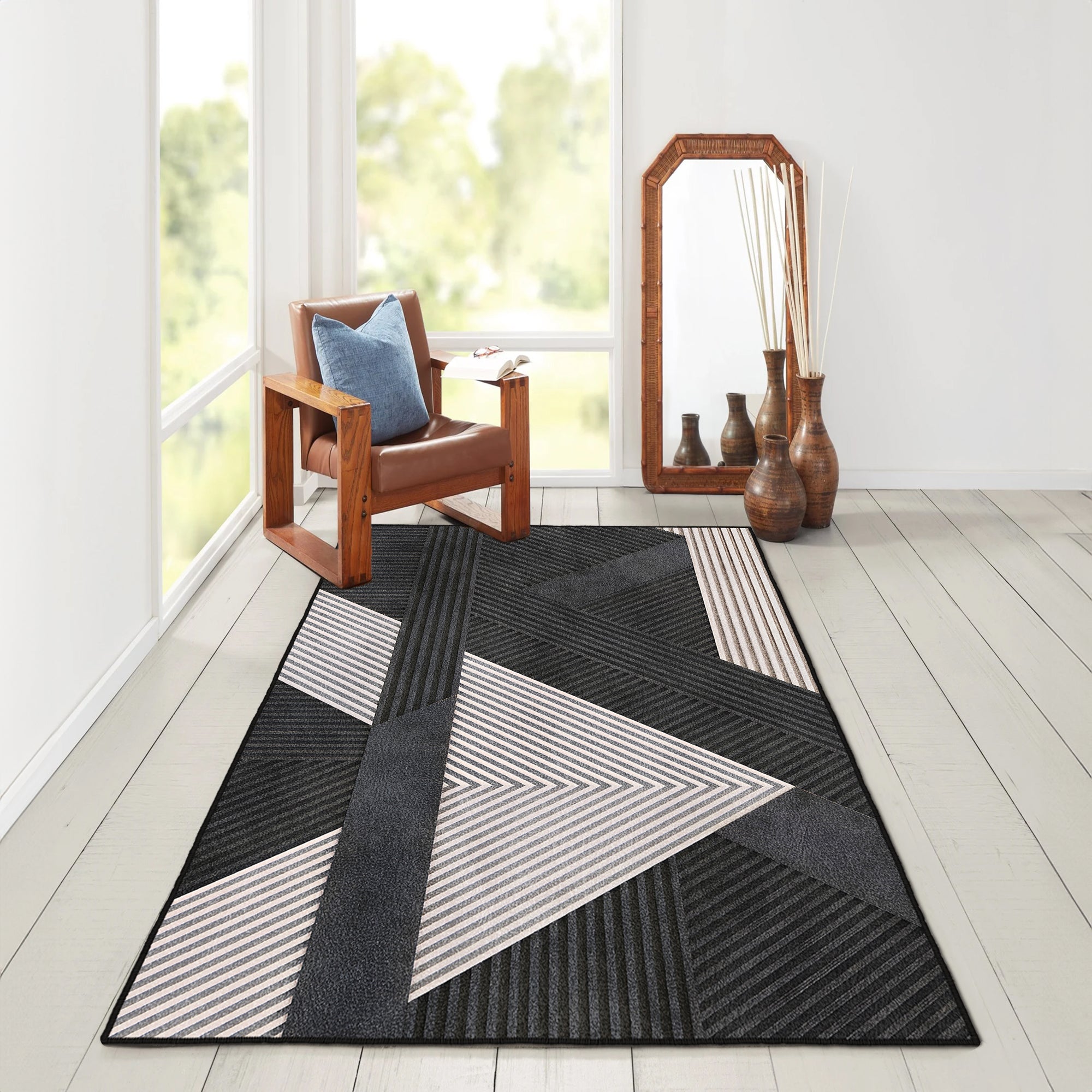 Alfombras de área lavable, antrachita, rectángulo, alfombra con respaldo sin deslizamiento, resistente a las manchas, plegables, alfombra lavable para máquina boho para cocina, baño, dormitorio o sala de estar