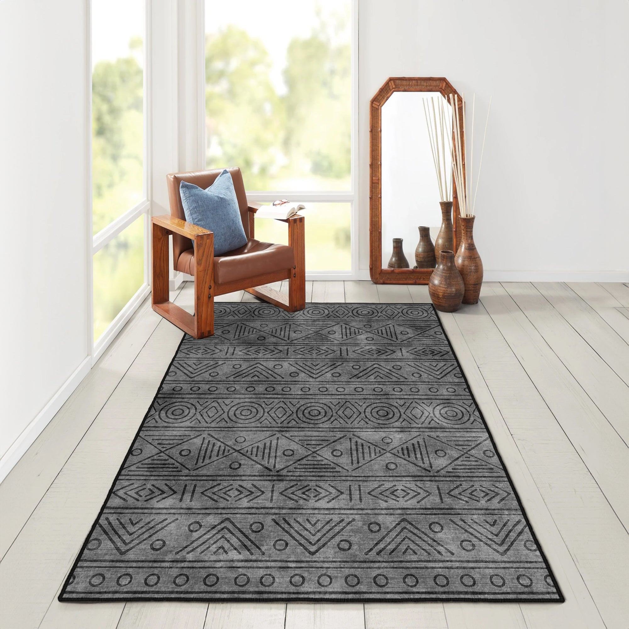 Alfombras de área lavable, antrachita, rectángulo, alfombra con respaldo sin deslizamiento, resistente a las manchas, plegables, alfombra lavable para máquina boho para cocina, baño, dormitorio o sala de estar