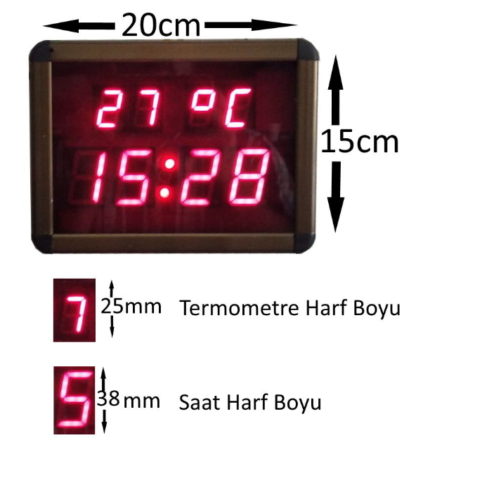 Digitale Wanduhr und Grad (Thermometer) (Gehäuseabmessung: 15x20 cm)