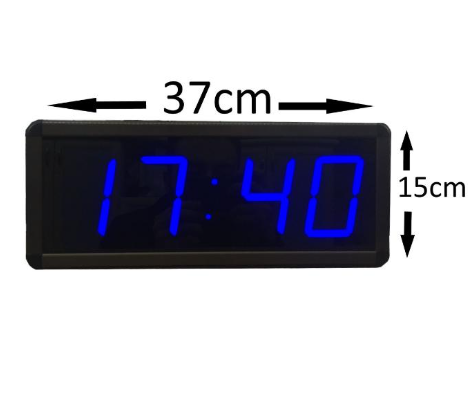 Digitale Wanduhr und Grad (Thermometer) (Gehäuseabmessung: 15x37 cm - blau)