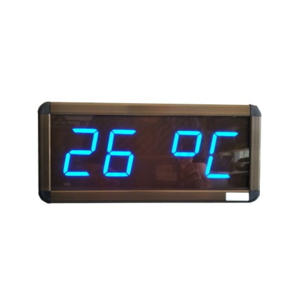 Digitale Wanduhr und Grad (Thermometer) (Gehäusedimension: 16x40 cm - blau)