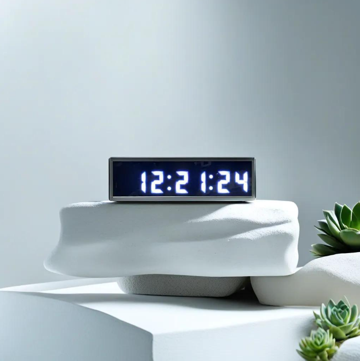 Muro LED digital y reloj de mesa con segundos - Blanco (dimensiones de la caja: 7x26 cm)