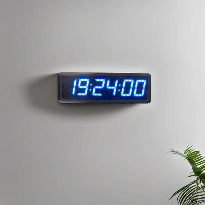 Muro LED digital y reloj de mesa con segundos - Turquesa (dimensiones de casos: 16x65 cm)